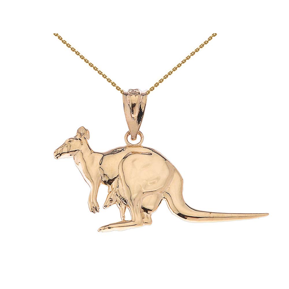 14K Gold Kangaroo Mom and Joey Pendant Necklace - Wildlife Animal Jewelry for Women - Perfect Gift for Mother's Day, Birthday & Nature Lovers