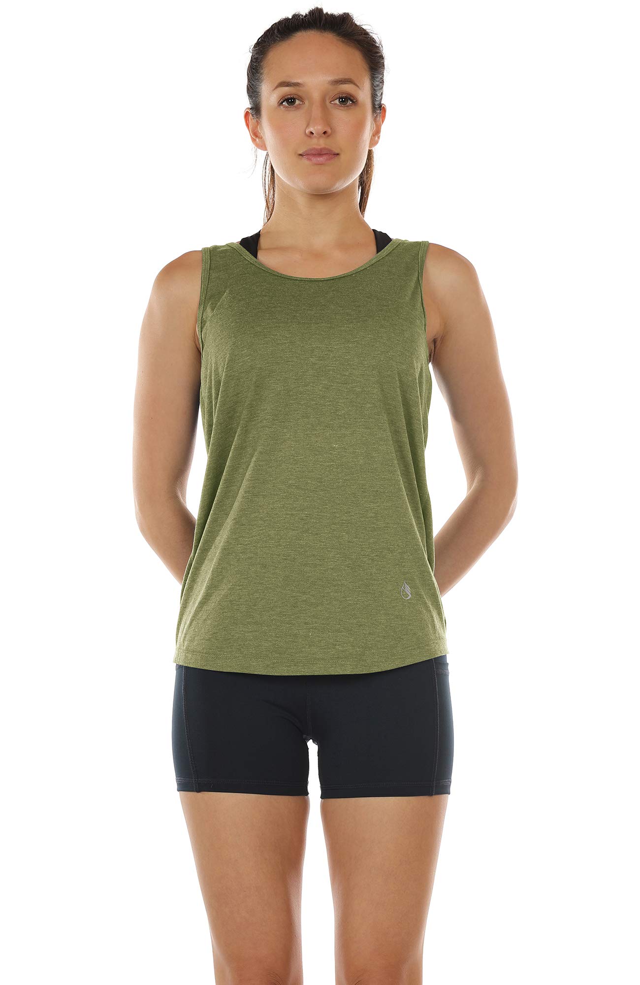 Icyzone Women's Open Back High Neck Workout Tank Top - Breathable Athletic Gym Shirt for Yoga, Running & Fitness Training