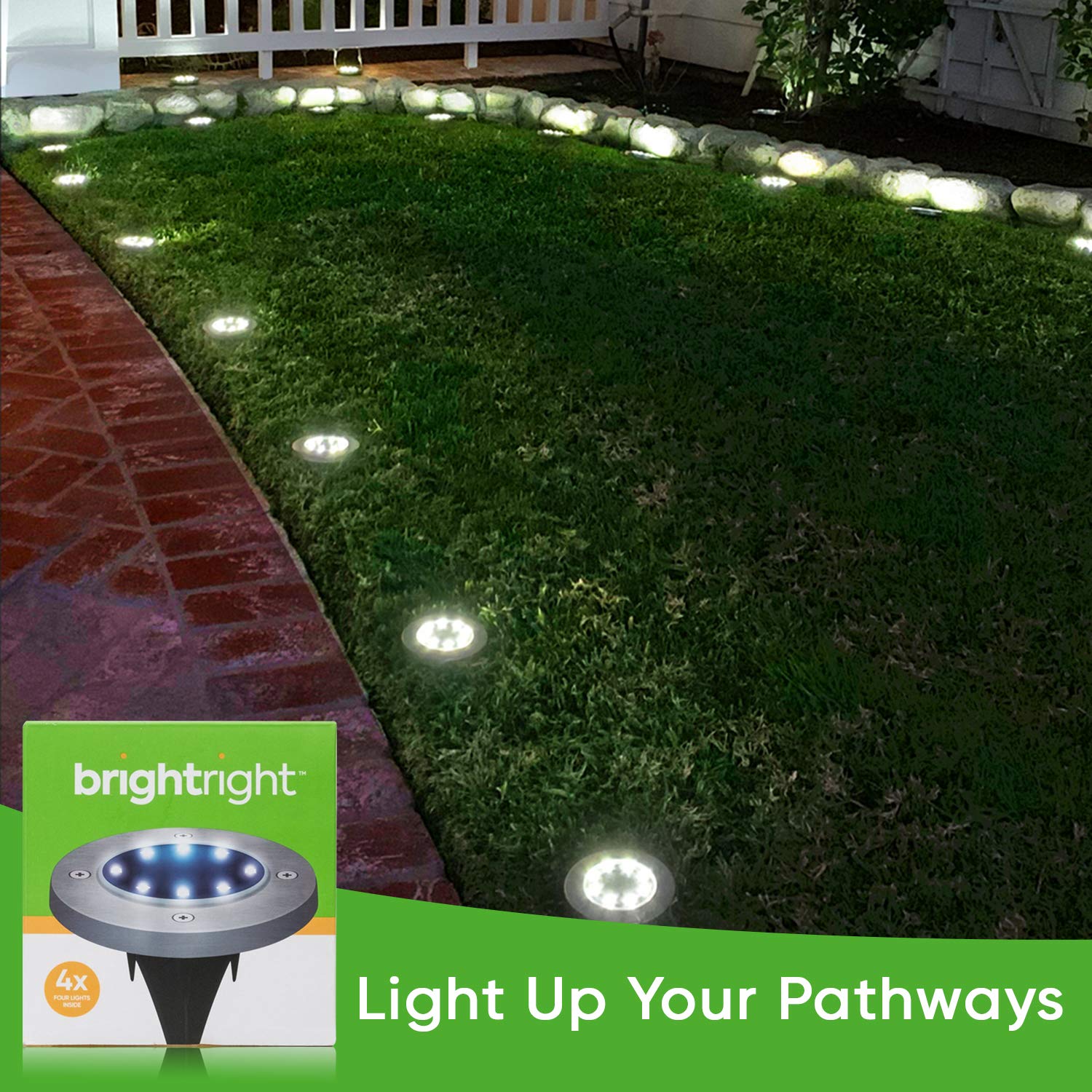 12 Pack Solar Pathway Lights - 8 White LED Waterproof Outdoor Landscape Lighting for Yard, Garden, Patio, Lawn, Deck, Driveway - Dusk to Dawn Auto On/Off - Perfect for Walkways & Nighttime Safety