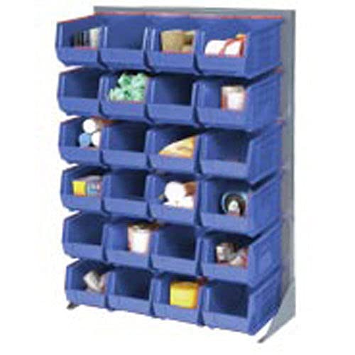 Industrial Louvered Bin Rack with 58 Blue Stacking Bins - 35