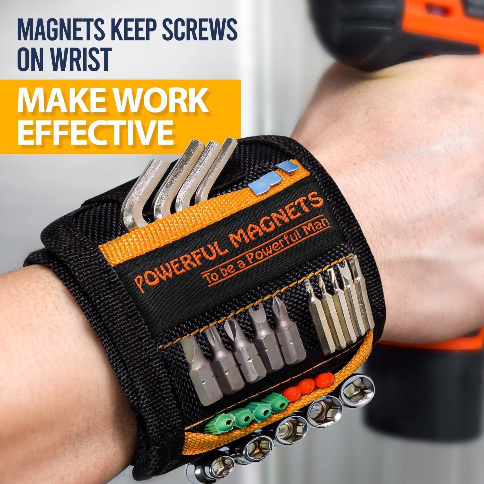 **Magnetic Wristband Tool Holder for Men - Super Strong Magnet Wristband for Screws & Nails - Perfect Christmas Stocking Stuffer, Birthday Gift for Dad, DIY Enthusiasts - Workshop, Garage & Home Repair Essential**