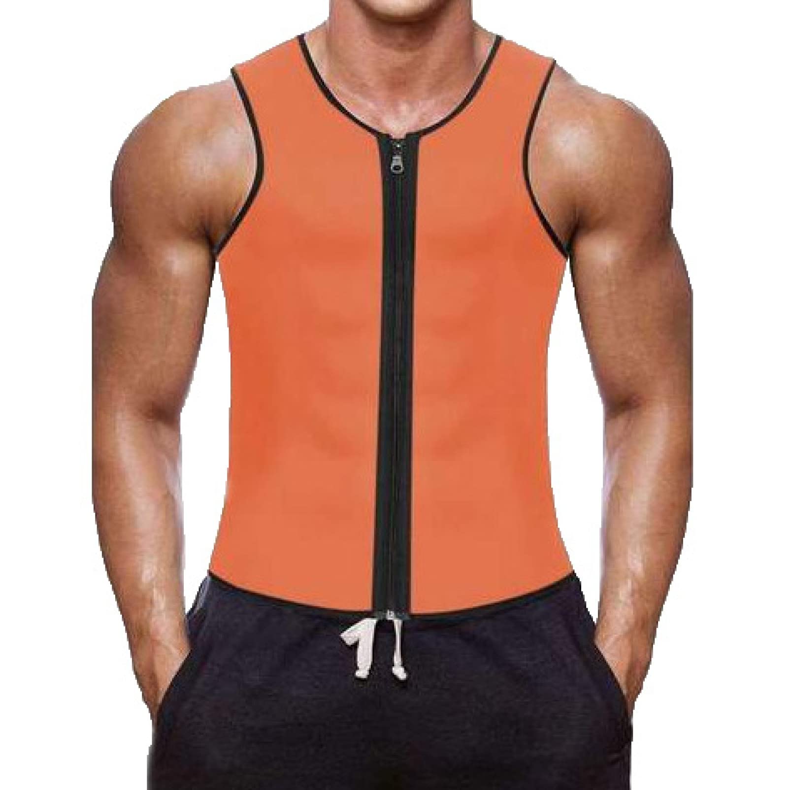 ChyJoey Men's Workout Sauna Vest - Zipper Sweat Fat Burning Fitness Vest for Weight Loss & Body Shaping - Ideal for Gym, Running, and Home Workouts
