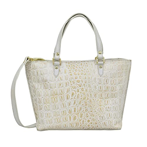 Croco Embossed Cream Gold