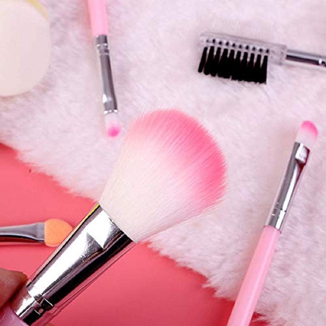 CHARVEE COLLECTIONS 5-Piece Synthetic Makeup Brush Set - Eye, Lip, Highlighter, Foundation & Eyebrow Brushes for Women | Soft Bristles, Multicolor | Perfect for Everyday Makeup & Travel