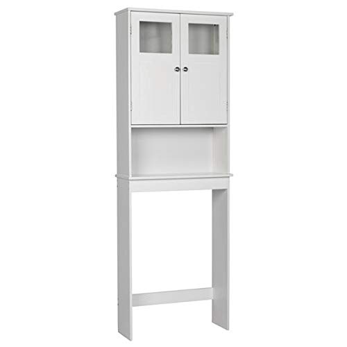 FCH White Double Door Bathroom Storage Cabinet - Wall Mounted Medicine Cabinet with Mirror for Bathroom, Bedroom, and Vanity Organization