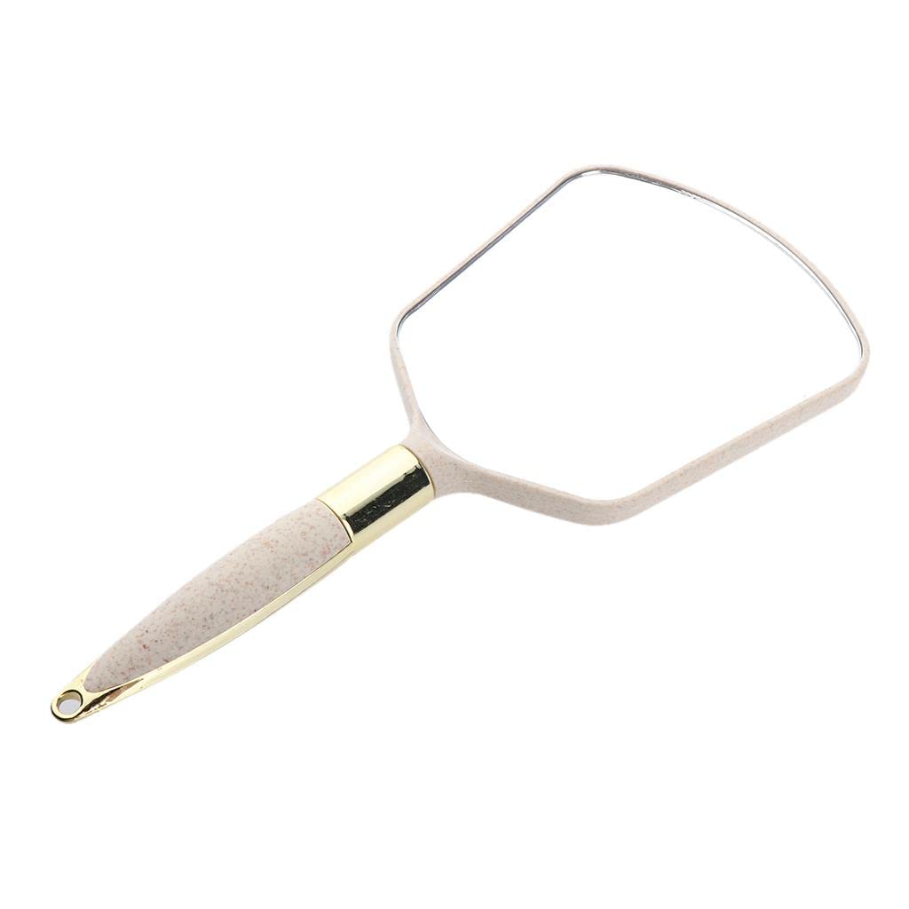 VMS INDIA PVC Handheld Makeup Mirror - Compact Travel Cosmetic Mirror for Home, Salon & Vanity (Beige) | Perfect for Makeup Application, Travel Essentials & Beauty Routines