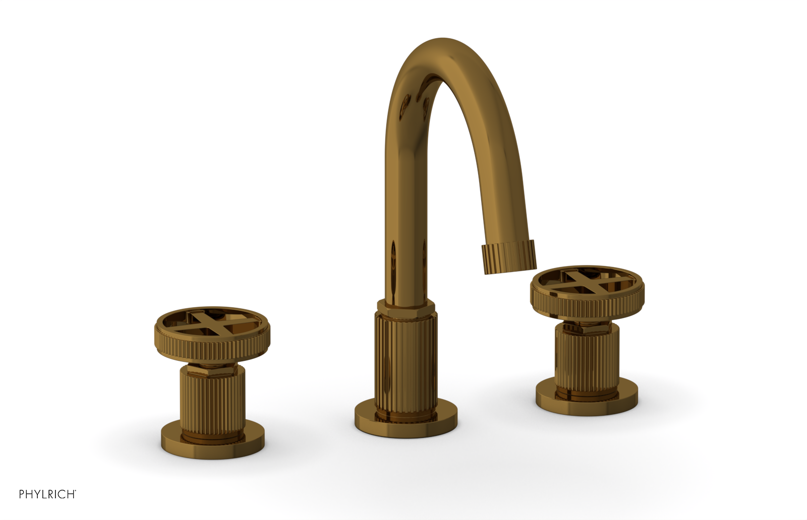 DUSTRIE Widespread Bathroom Faucet - Cross Handle Design with Grooved Detailing (Model 370-01) - Perfect for Modern Vanities and Luxury Home Renovations