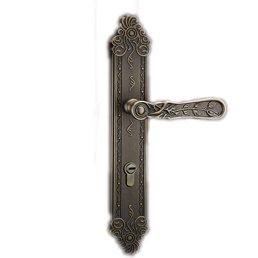 Modern Solid Wood Door Lever Handle with Key - Green Bronze Finish for Villa, Interior, Bedroom & Study Entry Doors | Secure & Stylish Home Upgrade