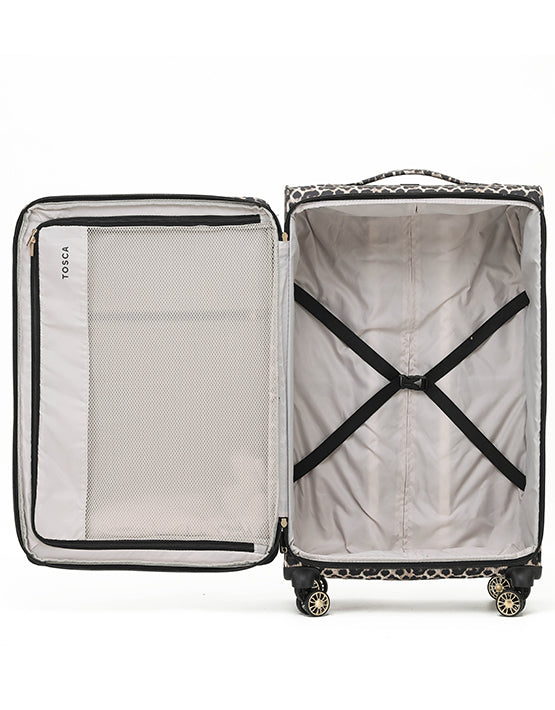 Tosca SO LITE New AIR5055 79cm Large Spinner Luggage with Leopard Print - Perfect for Travel, Business Trips & Vacation Packing