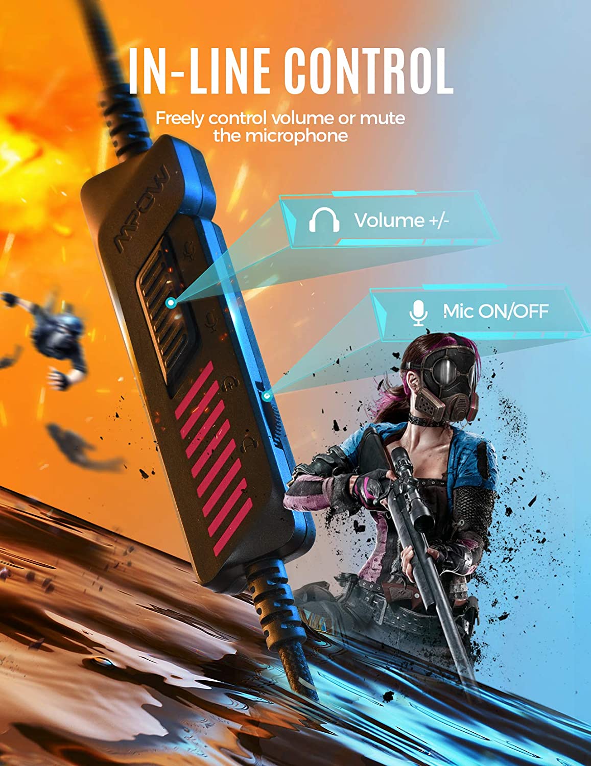 Mpow BH502 Wireless Gaming Headset with Noise Cancelling Mic - Comfortable Over-Ear Headphones for PC, PS4, Xbox, Nintendo Switch - Perfect for Online Gaming & Streaming