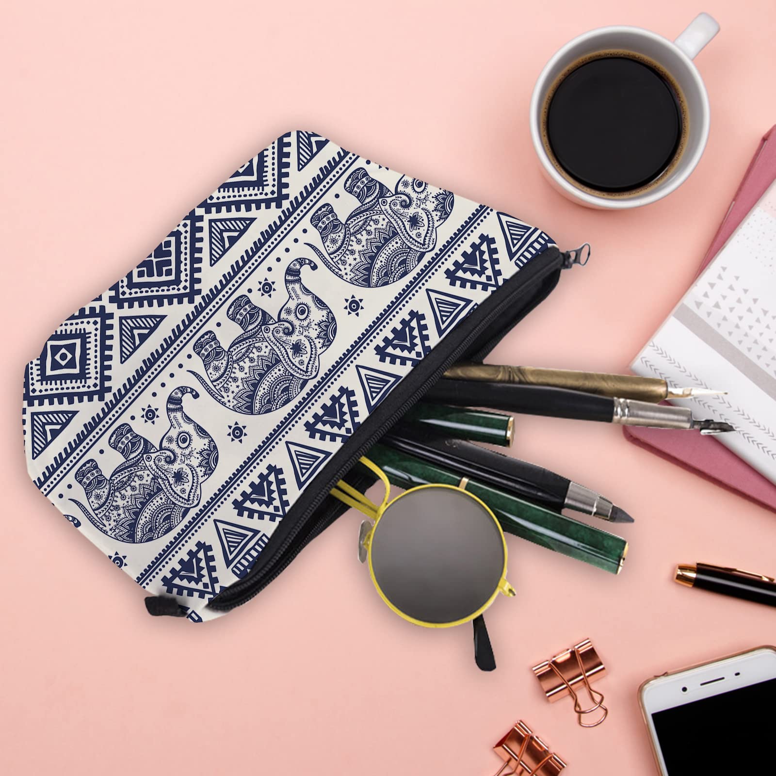 Elephant Makeup Bag for Women - Small Travel Cosmetic Organizer Pouch with Zipper, Waterproof Toiletry Storage Case | Perfect for Travel, Gym, and Daily Use