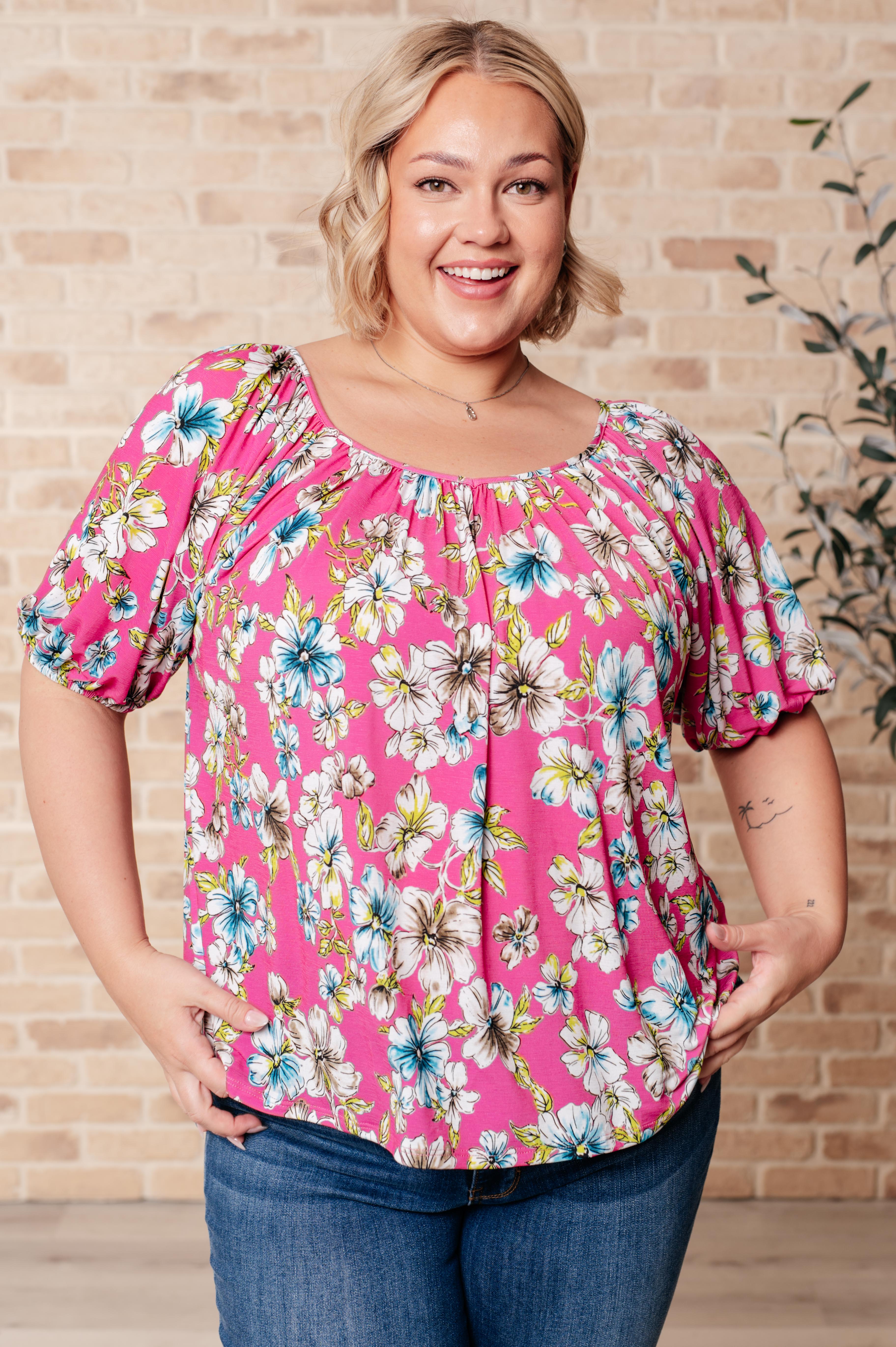Bloom So Bright Floral Print Women's Blouse - Perfect for Spring Outfits, Date Nights & Garden Parties