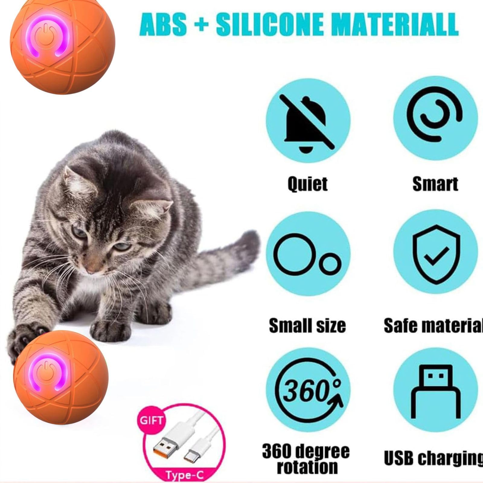 2025 Interactive Shake Ball Dog Toy - Automatic Motion-Activated Chew Toy for Small, Medium & Large Dogs (Orange & Blue) - Perfect for Playtime, Training & Teeth Cleaning