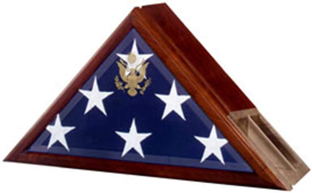 Premium Funeral Flag Display Case with Built-In Flag and Urn - Perfect for Military Memorials, Veteran Tributes & Home Memorial Displays