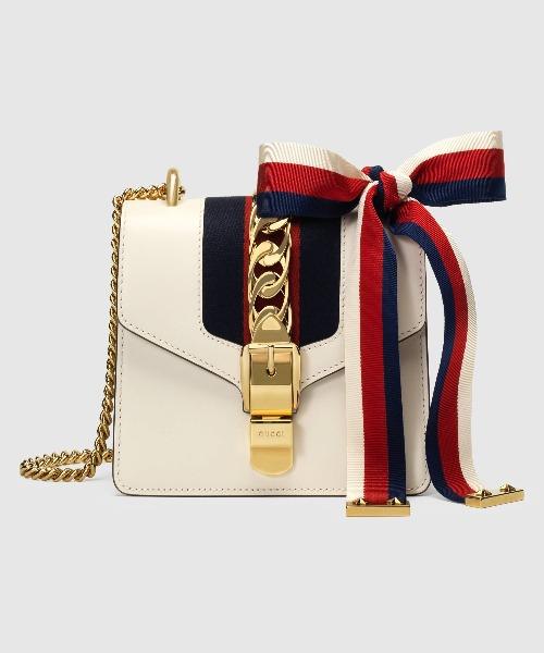 Gucci Sylvie Leather Mini Chain Bag for Women - White Luxury Crossbody Purse | Perfect for Parties, Dates & Evening Events