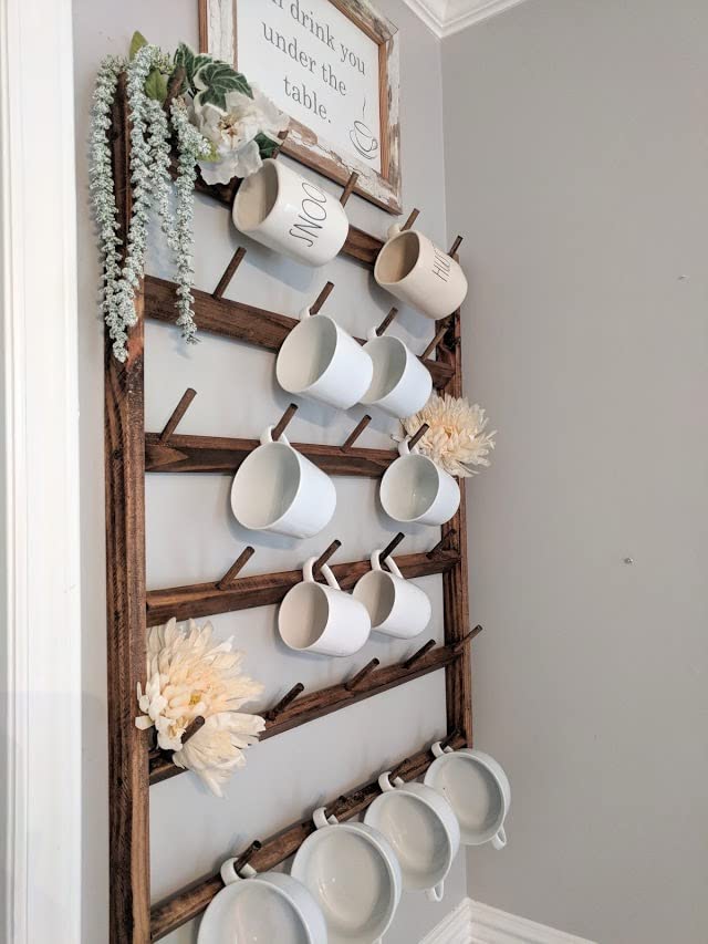 Handmade Wooden Coffee Mug Rack - Large 34