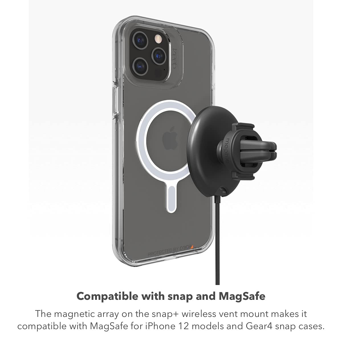 Mophie Snap+ Wireless Vent Mount Universal Car Charger - 15W Fast Charging, Magnetic Positioning for iPhone 12/13/14 & Qi Devices - Perfect for Driving, Commuting & Road Trips