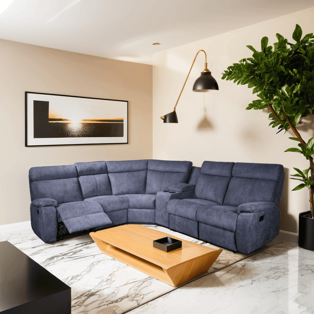 Estrella Fabric Recliner Sectional Sofa - Pet Friendly & Water Repellent Upholstery for Living Room, Family Room & Home Theater Comfort