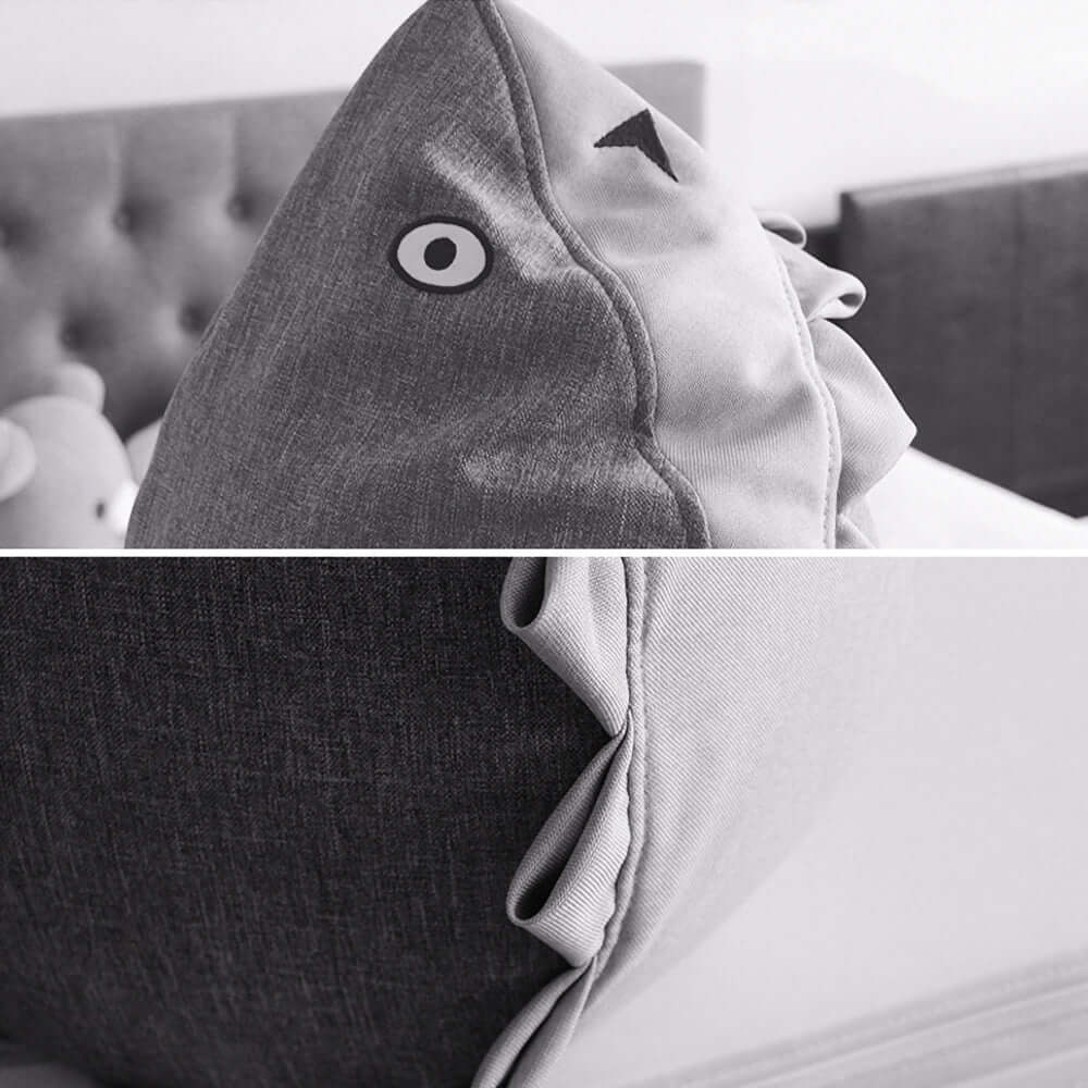 Shark-Shaped Kids Beanbag Chair - Soft Gray Fabric with Foam Filling for Playroom, Bedroom, or Reading Nook
