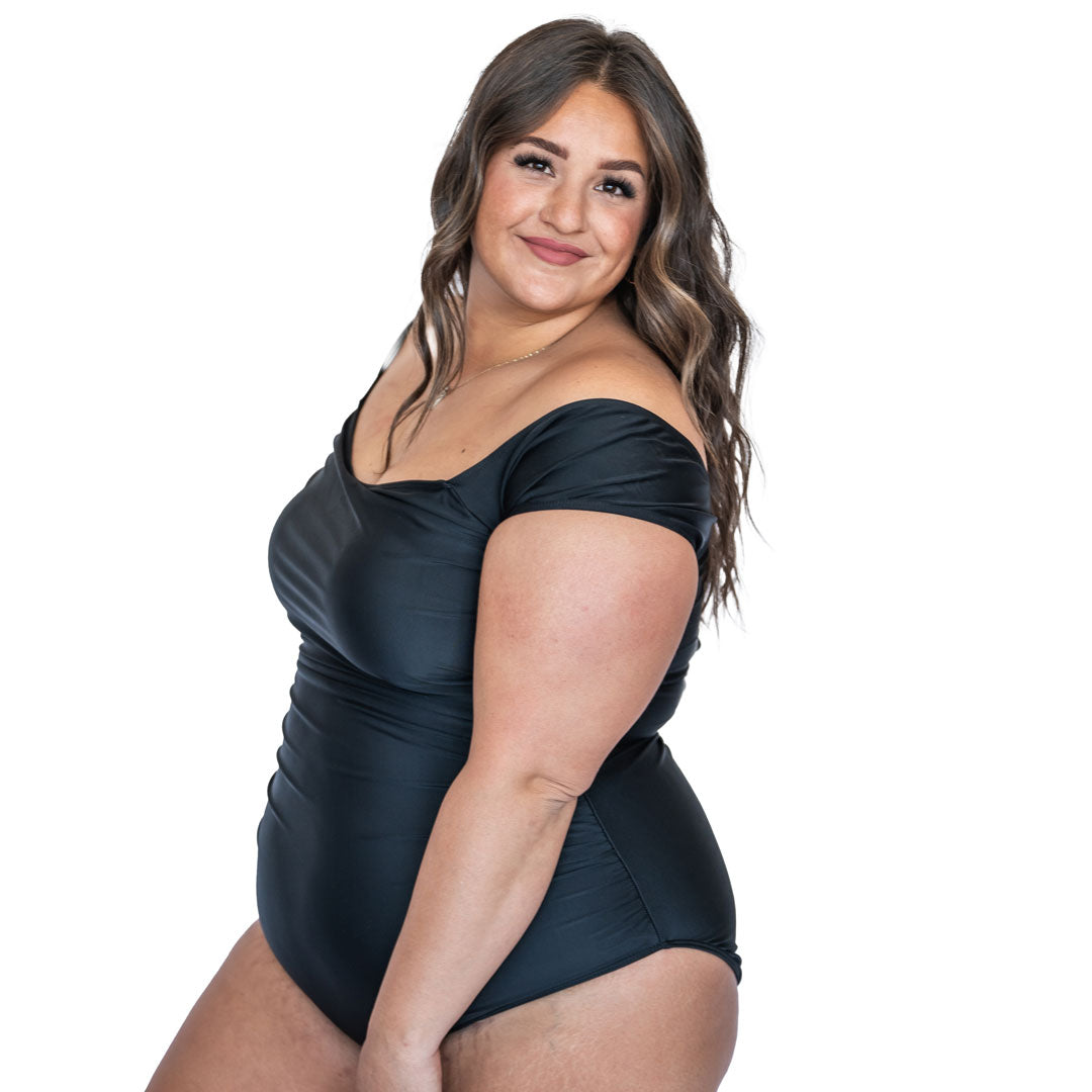Bardot Women's One Piece Swimsuit - Sexy High Cut Bathing Suit with Tummy Control for Beach, Pool & Vacation | Plus Size Swimwear for Summer