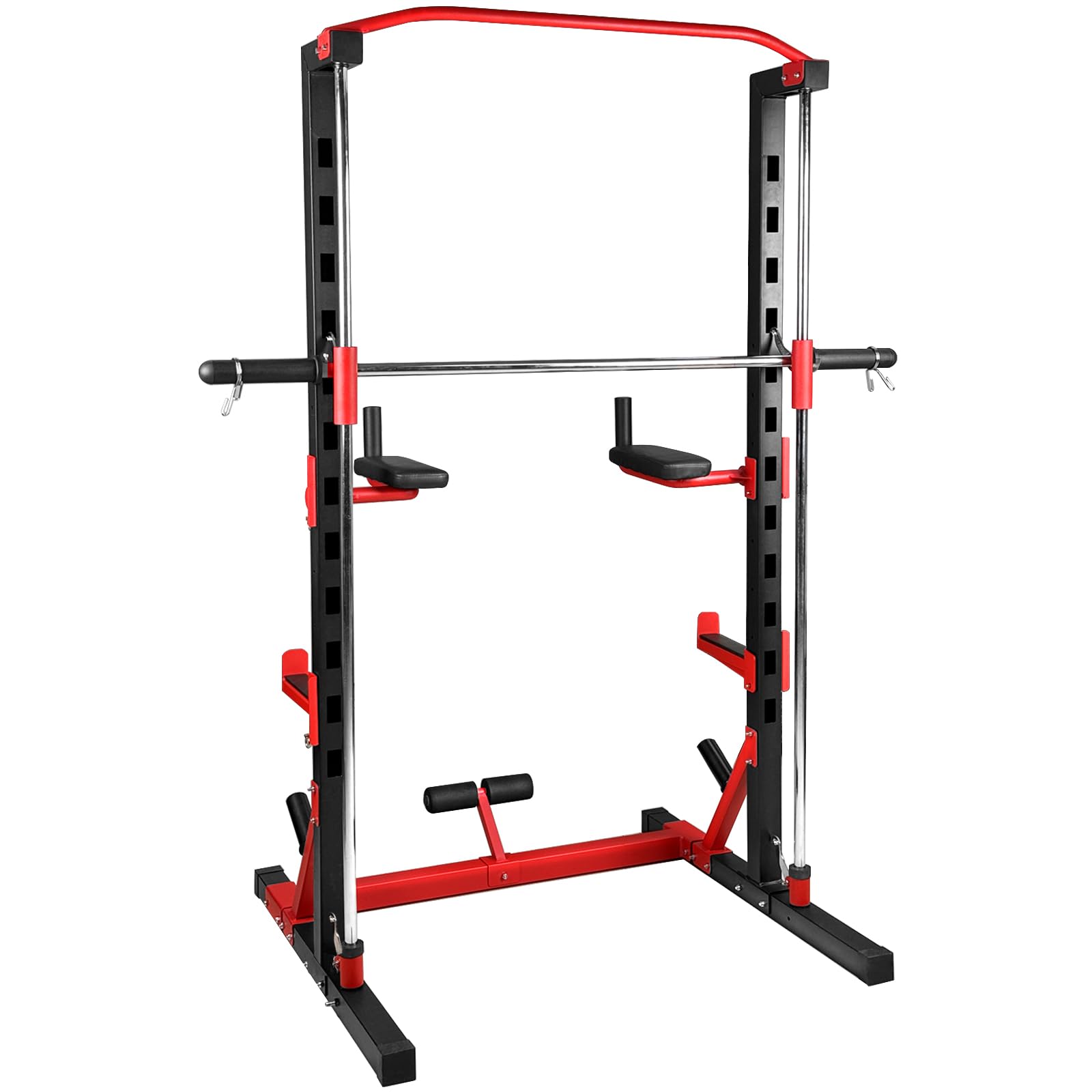Compact 5-in-1 Smith Machine Home Gym - Multi-Functional Power Cage Squat Rack with Weight Storage & Barbell Bar for Full Body Workout (Shoulders, Legs, Chest) - Perfect for Home Fitness & Strength Training