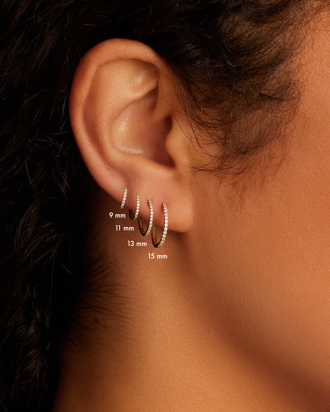 Diamond Pavé Single Huggie Earrings for Women - 14K Gold Plated Hoop Earrings for Everyday Wear & Special Occasions