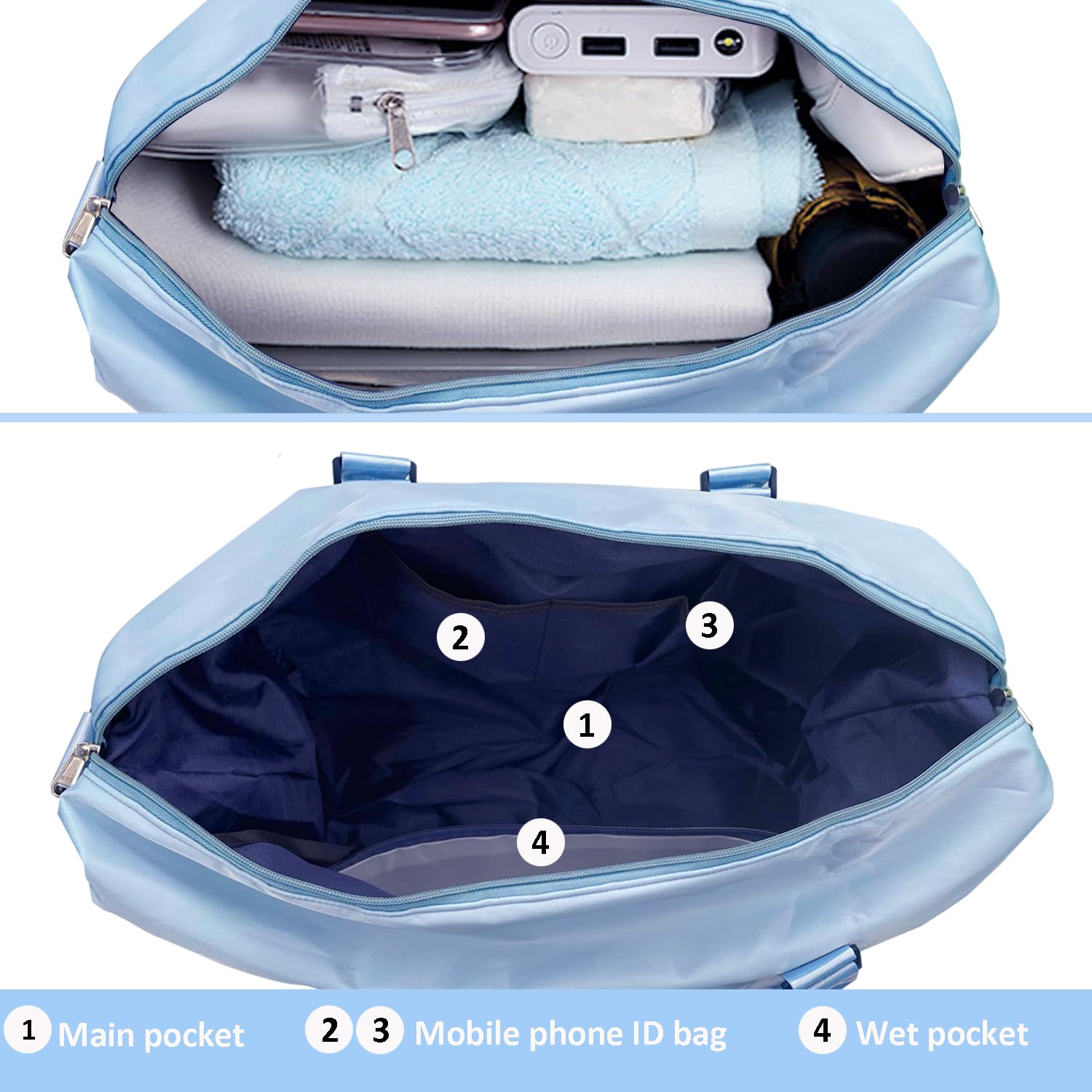 Waterproof Travel Duffle Bag for Women & Men - Sport Gym Tote with Wet Pocket - Perfect for Overnight Trips, Weekend Getaways & Workout Sessions