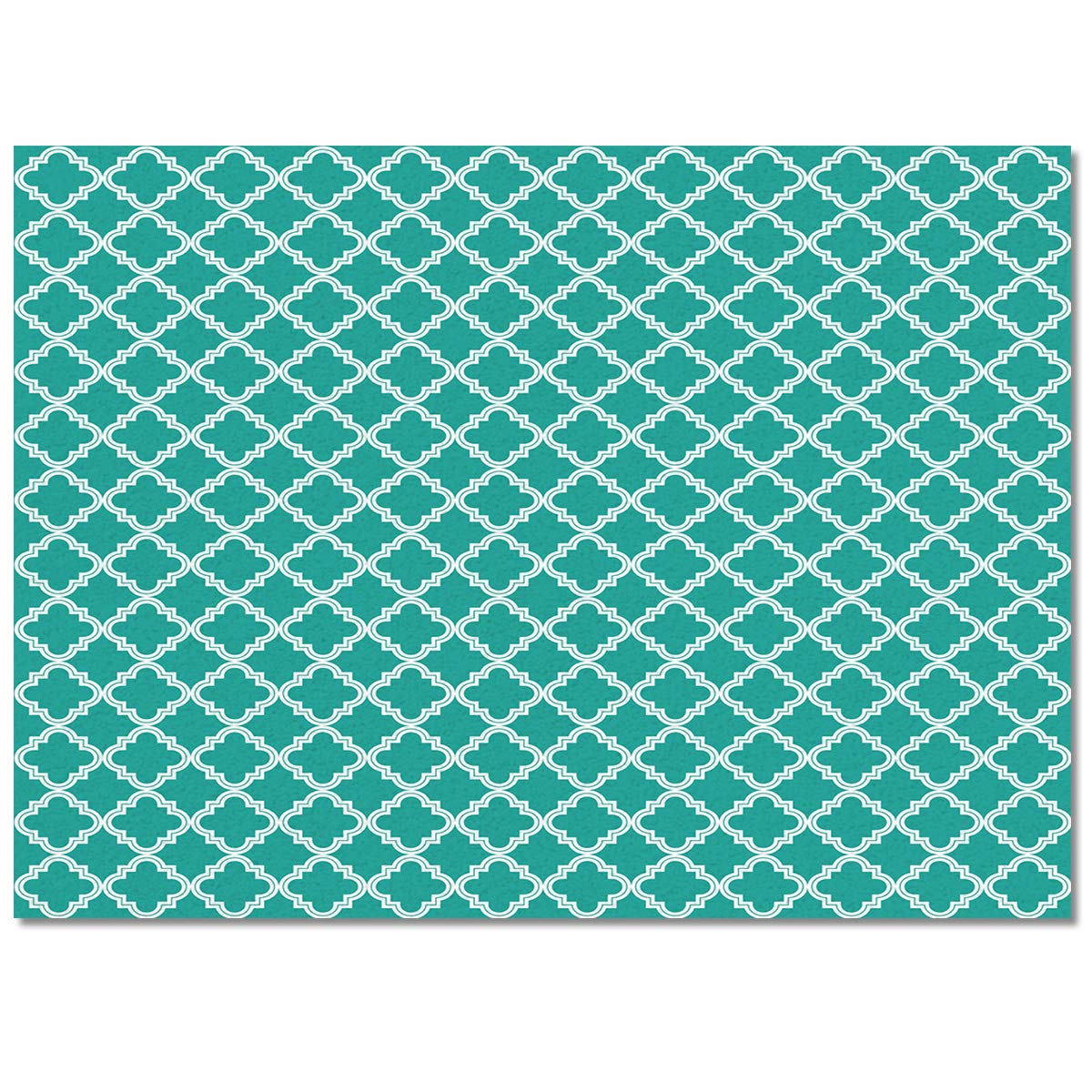 5' x 8' Quatrefoil Pattern Cyan Area Rug - Non-Slip Classic Monochrome Rectangle Carpet for Living Room & Bedroom | Home Decor Floor Mat for Modern Interior Design