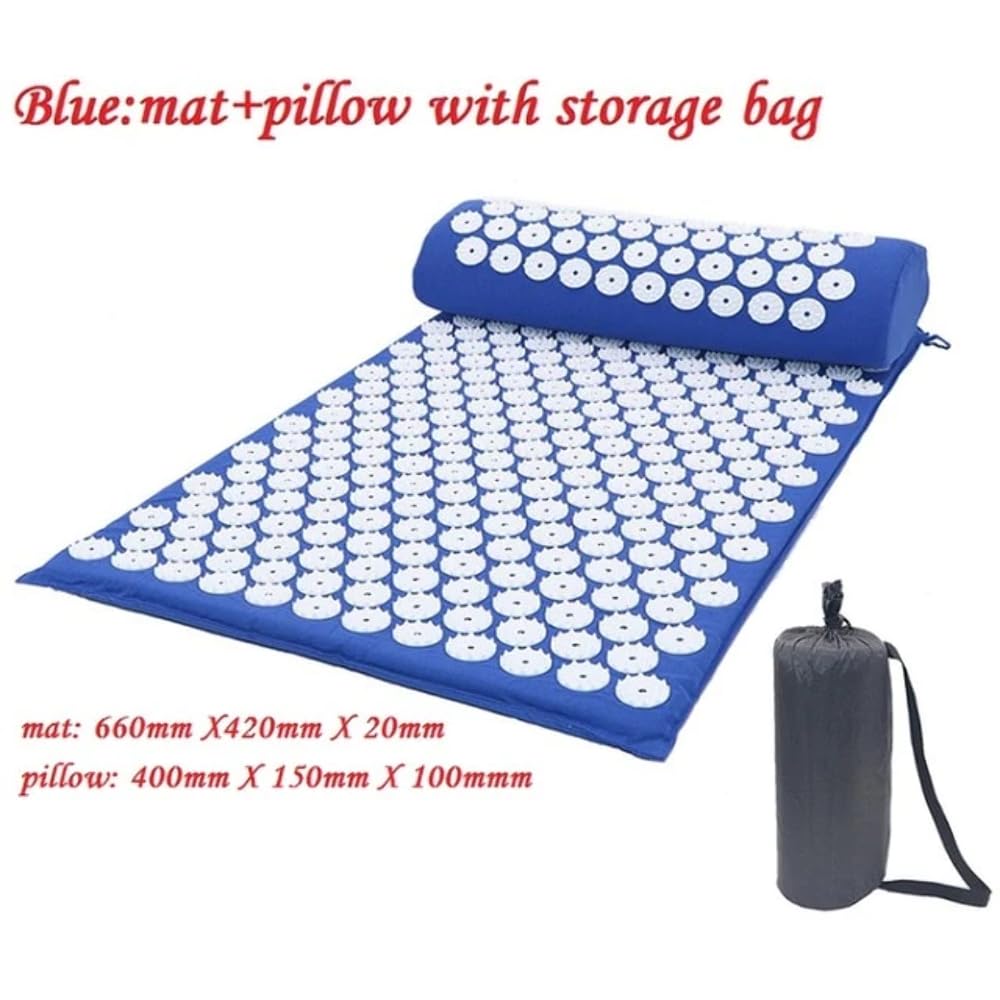 Acupressure Massage Yoga Mat with Pillow - Premium Non-Slip Exercise Mat for Pain Relief, Stress Relief & Relaxation - Perfect for Home Yoga, Meditation, Physical Therapy & Post-Workout Recovery