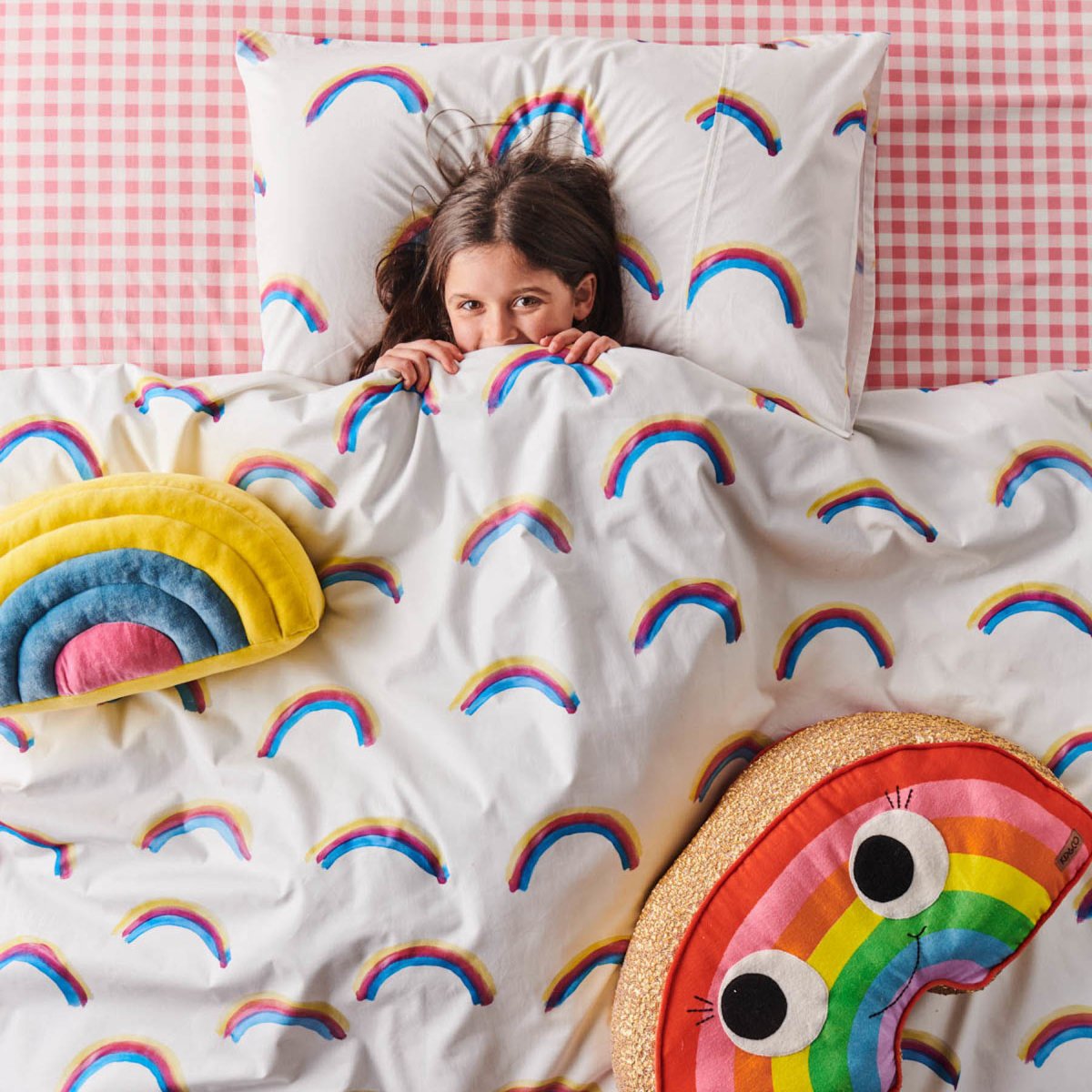 Rainbow Love Organic Cotton Quilt Cover Set - Soft & Hypoallergenic Bedding for Kids & Adults - Perfect for Cozy Bedrooms, Guest Rooms & Dorm Decor