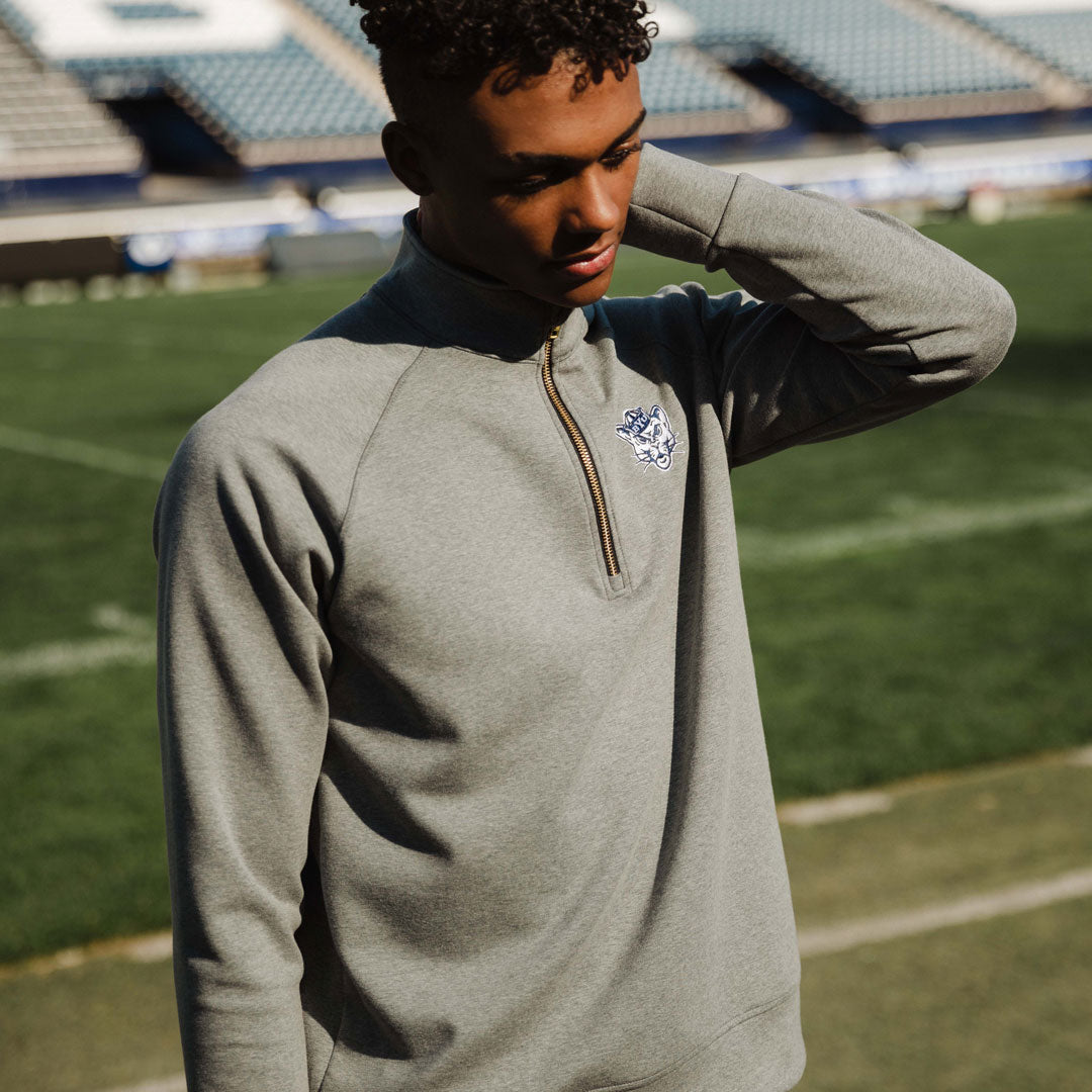 BYU Men's Oxford Zip Up Hoodie - Heather Grey | Casual & Comfortable Pullover for College, Streetwear & Everyday Wear