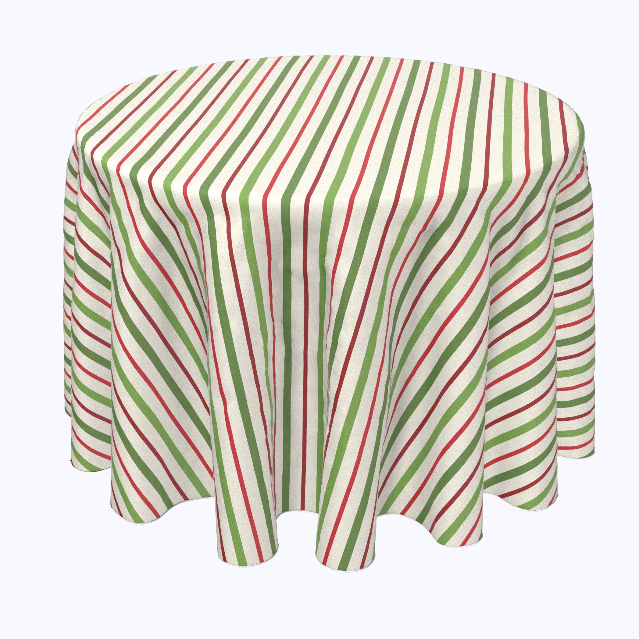 Festive Christmas Round Tablecloth - Red & Green Diagonal Stripe Holiday Dining Decor for Parties, Dinner & Seasonal Celebrations