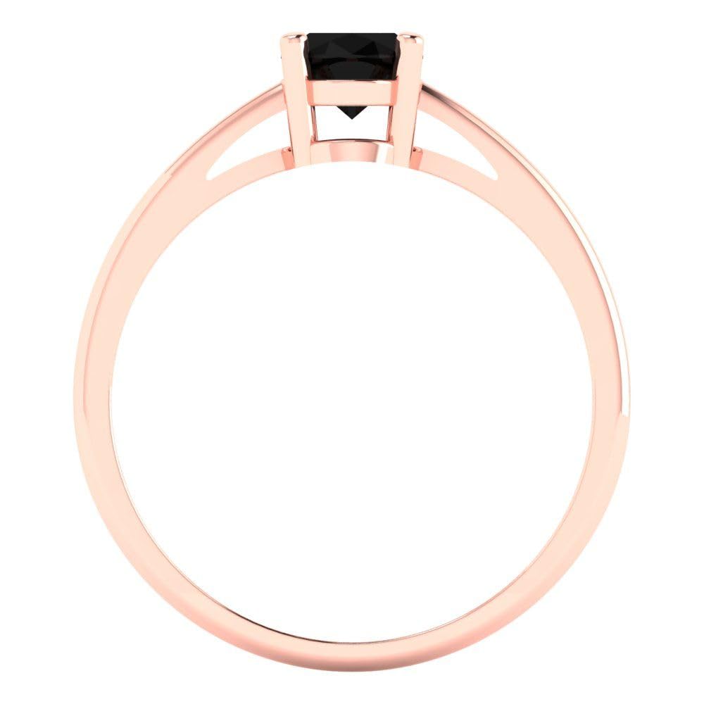 1.0 Carat Oval Cut Solitaire Genuine Natural Black Onyx Engagement Ring - 14k Rose Gold Wedding Band for Brides, Anniversary Gift, Promise Ring (Perfect for Proposals, Valentine's Day & Special Occasions)
