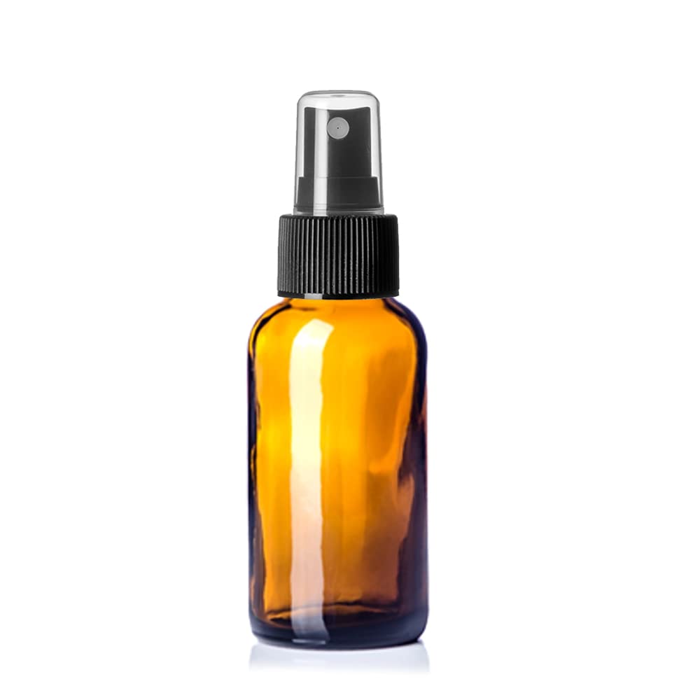 2 oz Amber Glass Bottles with Black Fine Mist Sprayer - Pack of 240 (240 Bottles) - Perfect for Essential Oils, Perfumes, DIY Beauty Products & Travel-Size Liquids