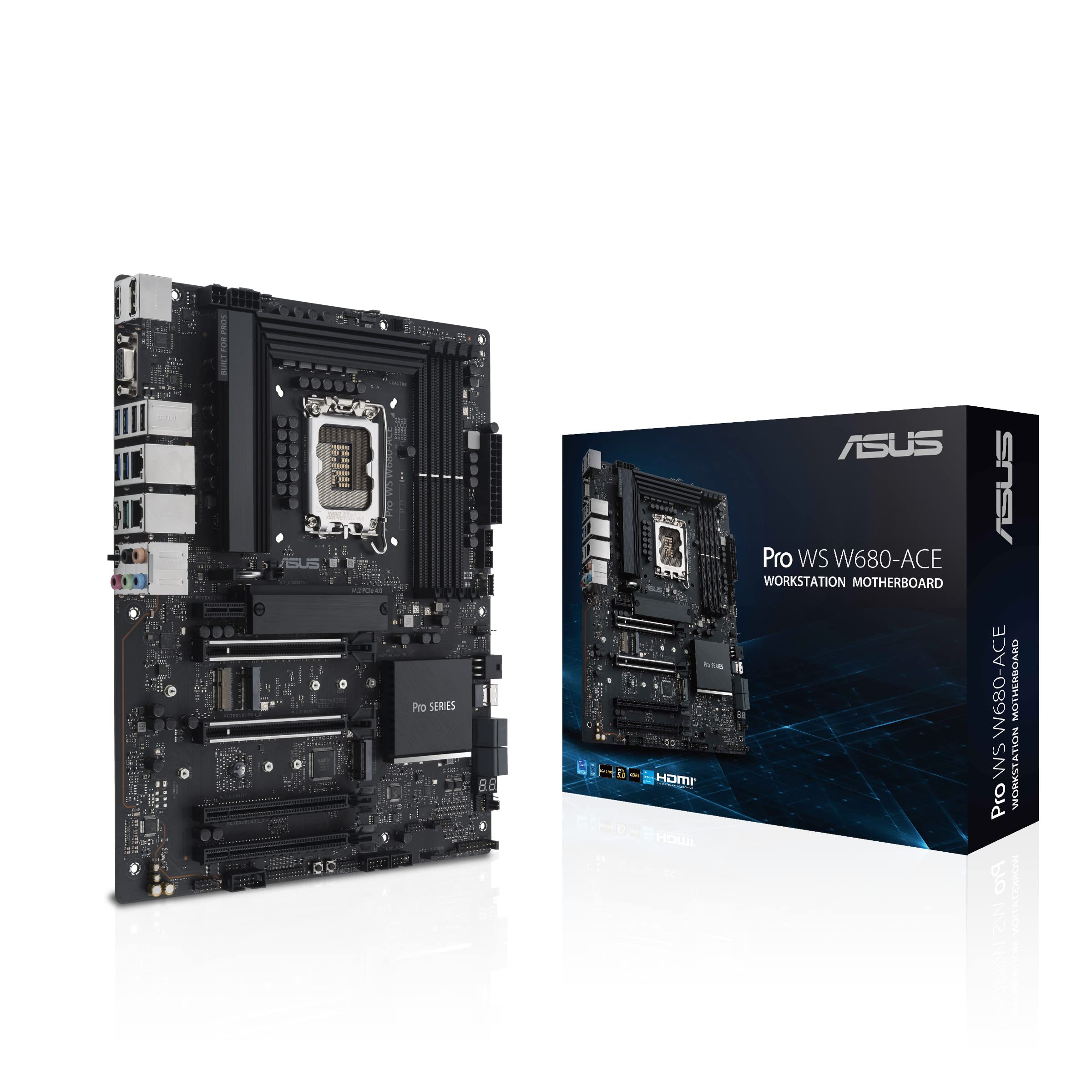 ASUS Pro WS W680-ACE Workstation Motherboard - Intel LGA 1700 Socket, ATX Form Factor, PCIe 5.0, DDR5 RAM, 3x PCIe 4.0 Slots, USB 3.2 Gen 2 - Perfect for Professional Workstations, Video Editing & CAD Design