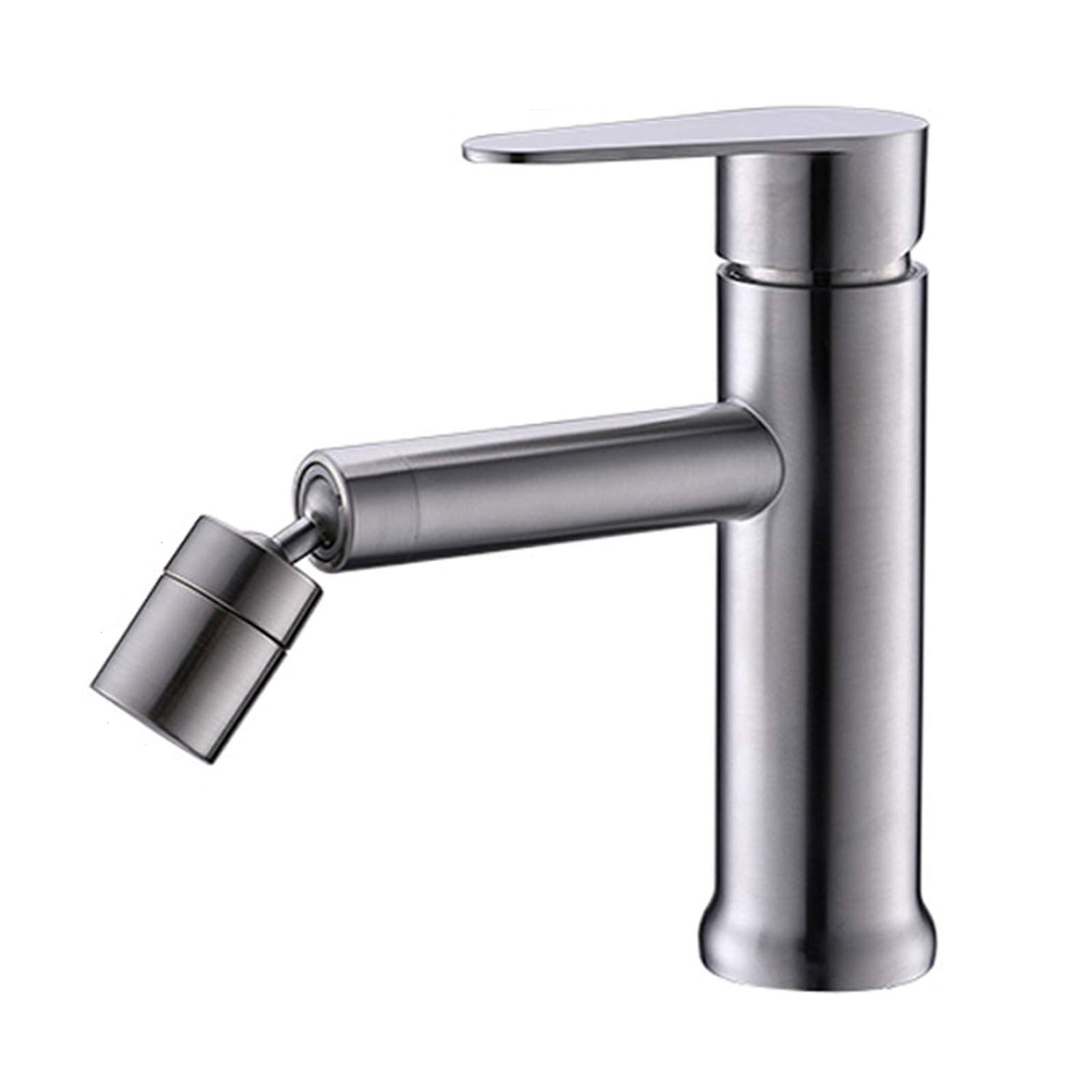 360° Swivel Stainless Steel Single Lever Bathroom Sink Mixer Tap - Hot & Cold Water Faucet for Washbasin & Kitchen (Silver) | Perfect for Modern Bathrooms & Compact Kitchen Spaces