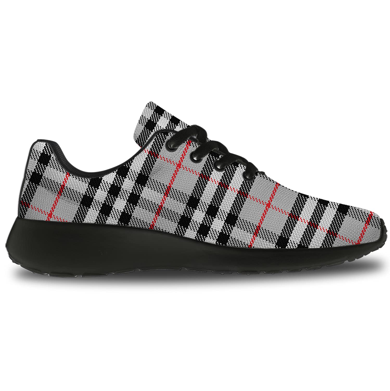 **Men's & Women's Buffalo Gray Plaid Running Shoes - Scottish Tartan Check Sneakers for Walking, Tennis & Casual Wear - Size 11 Men/13 Women Black - Perfect Gifts for Boys & Girls**    *(Ideal for jogging, gym workouts, outdoor walks, and stylish everyday outfits)*