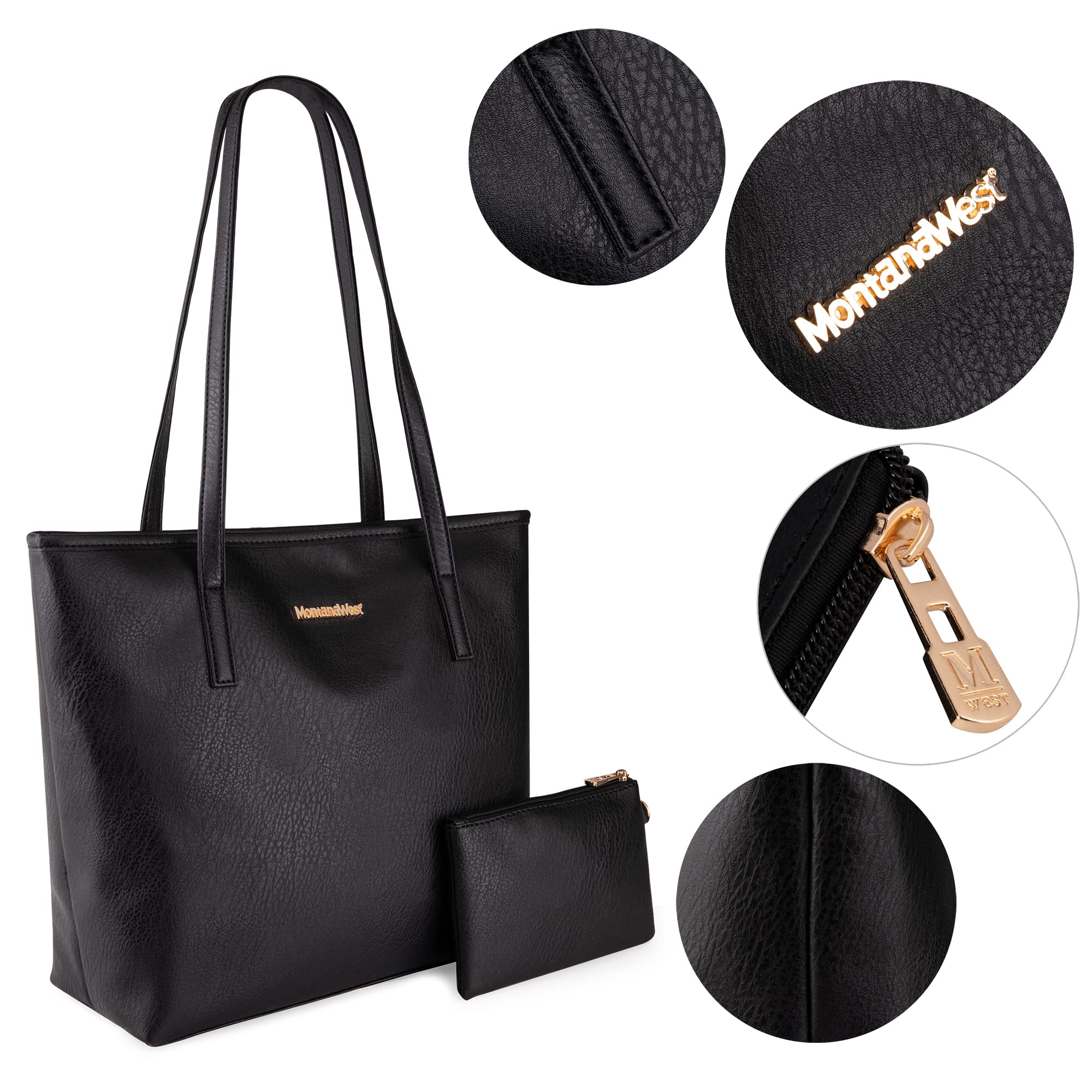 Montana West Vegan Leather Tote Bags for Women - Stylish Top Handle & Shoulder Handbags | Perfect for Work, Travel & Everyday Use