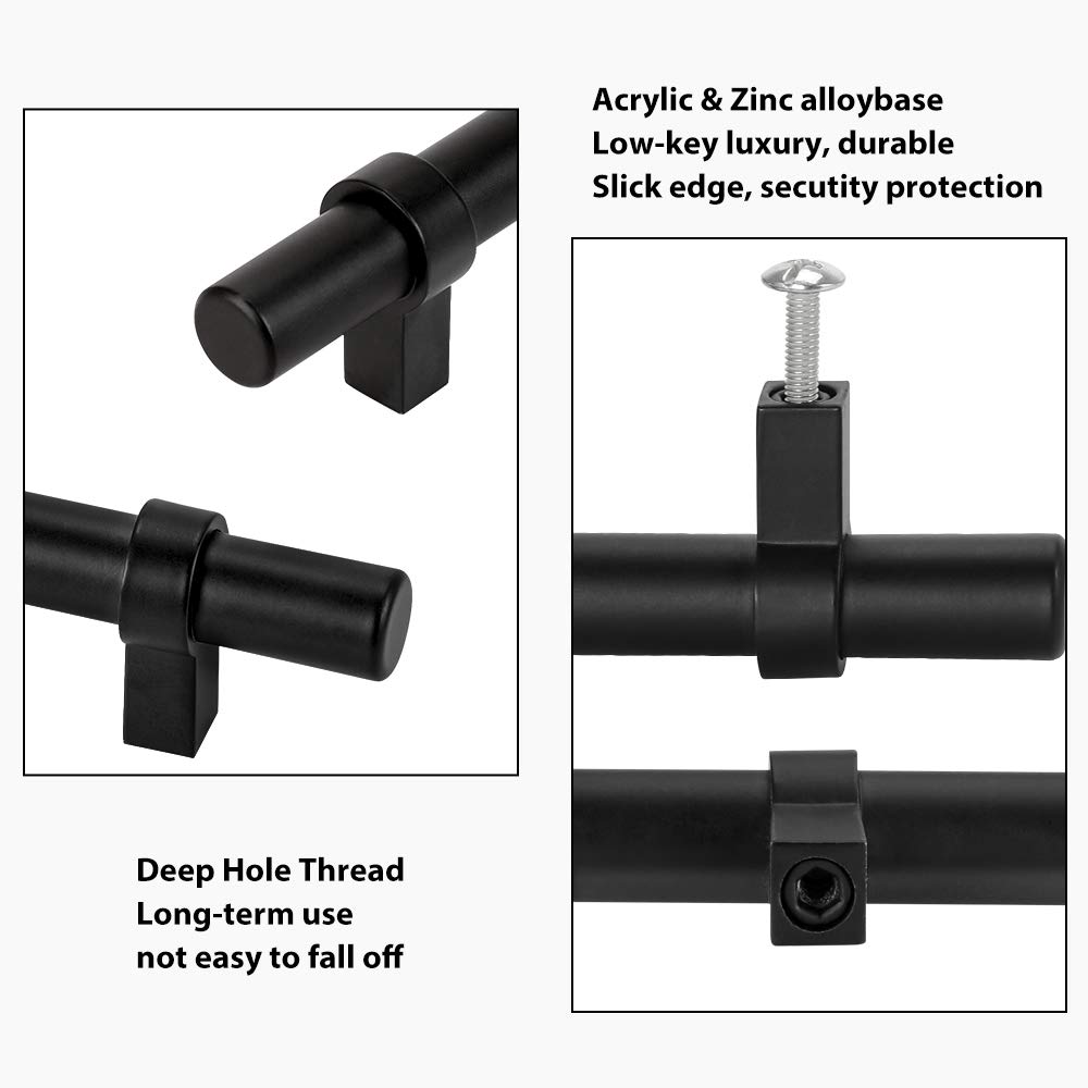 Peaha 6 Pack Black Cabinet Pulls - 3 Inch Hole Center Drawer Handles for Kitchen Cabinets, Dressers & Furniture (Perfect for Modern Home Renovation & DIY Projects)