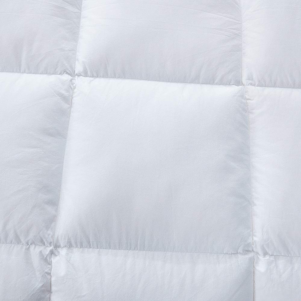 Premium 750+ Fill Power All Seasons Goose Down Comforter - Hypoallergenic 100% Cotton Shell with Down Proof Tabs - Queen Size White Duvet Insert for Bedroom Luxury (28oz, 1000 Thread Count) - Perfect for Master Bedrooms, Guest Rooms & Cozy Winter Nights
