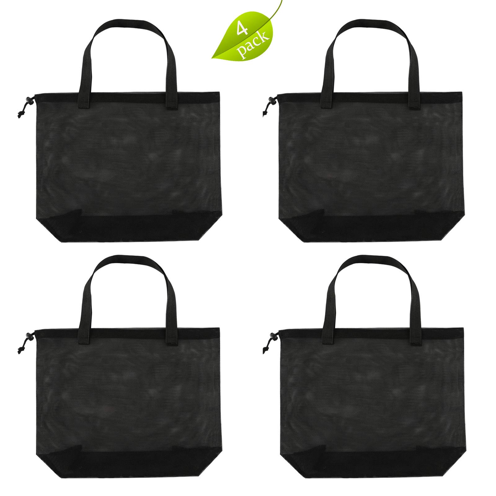 4-Piece Cute Mesh Pool Tote Bags with Drawstring - Waterproof Beach Bags for Swimming, Travel, Picnic, Gym & Summer Outings