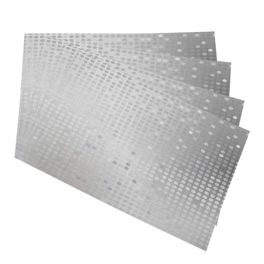 Shiny Silver Sequins Placemats Set of 4 - Washable Fabric Table Mats with Dot Design for Dining Room Decor | Perfect for Holiday Dinners, Parties & Home Entertaining