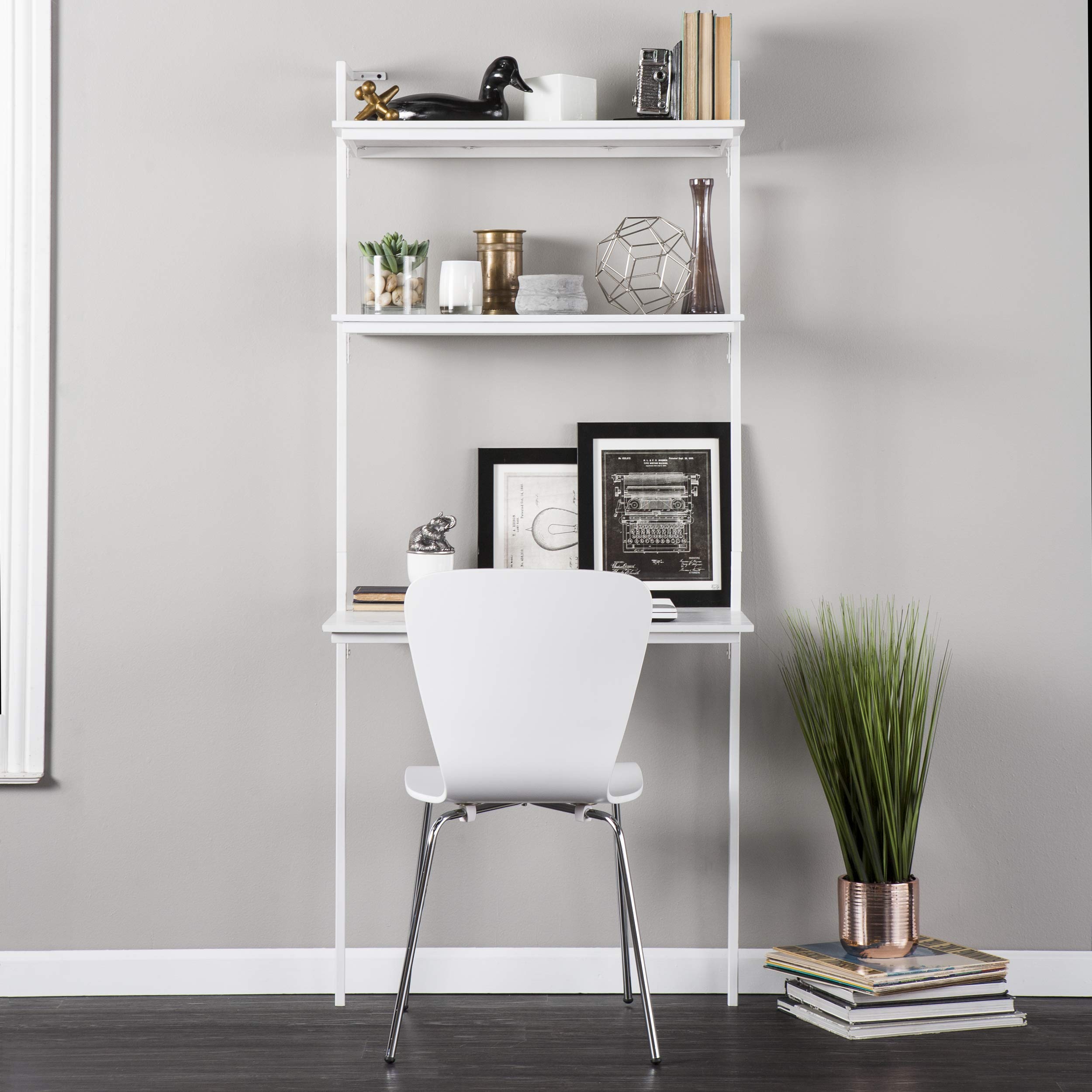SEI Furniture Haeloen 30 Inch White Wall Mounted Desk - Space Saving Floating Desk for Small Home Office, Dorm Room & Apartment