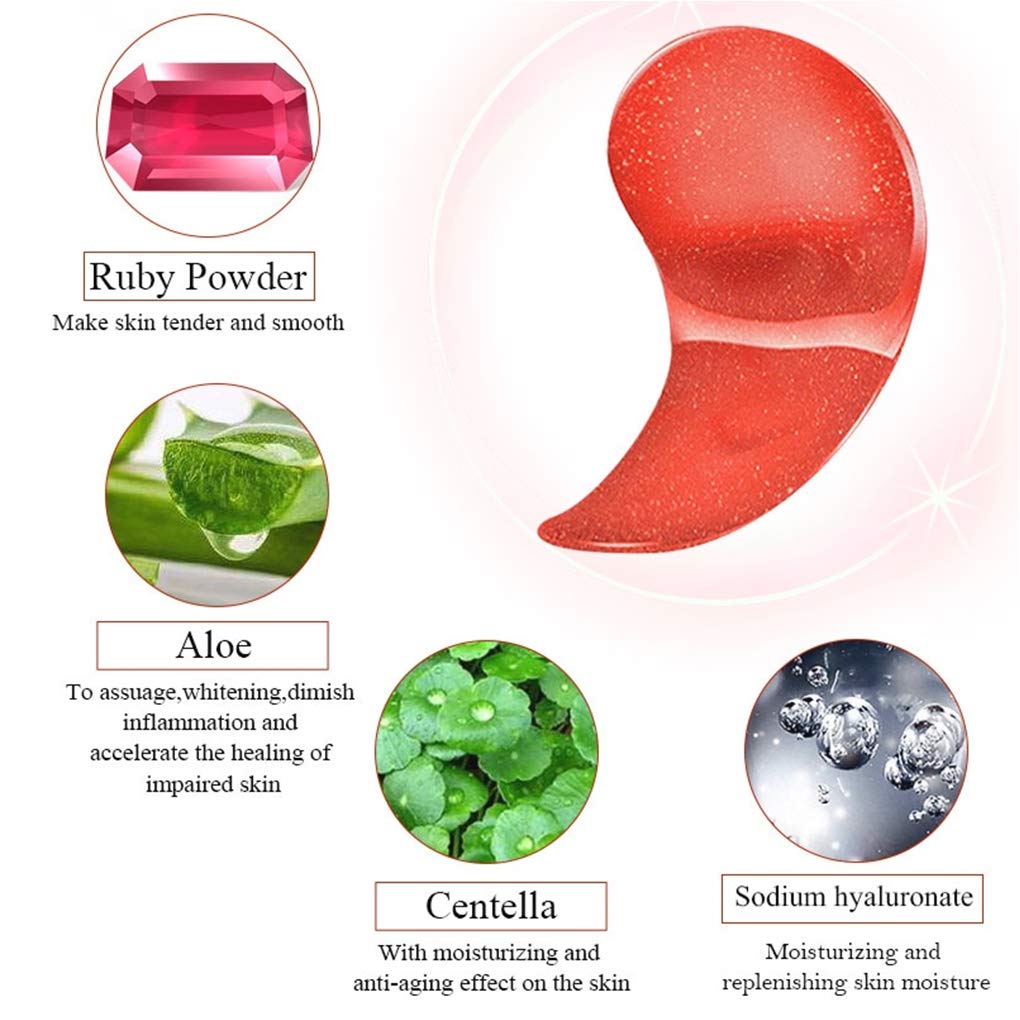 AICHUN BEAUTY 30 Pairs Collagen Eye Mask Patches - Hydrogel Under Eye Pads for Wrinkles, Dark Circles & Puffiness - Hydrating & Moisturizing Skin Care Treatment - Perfect for Night Routine & Travel Skincare (Ruby)