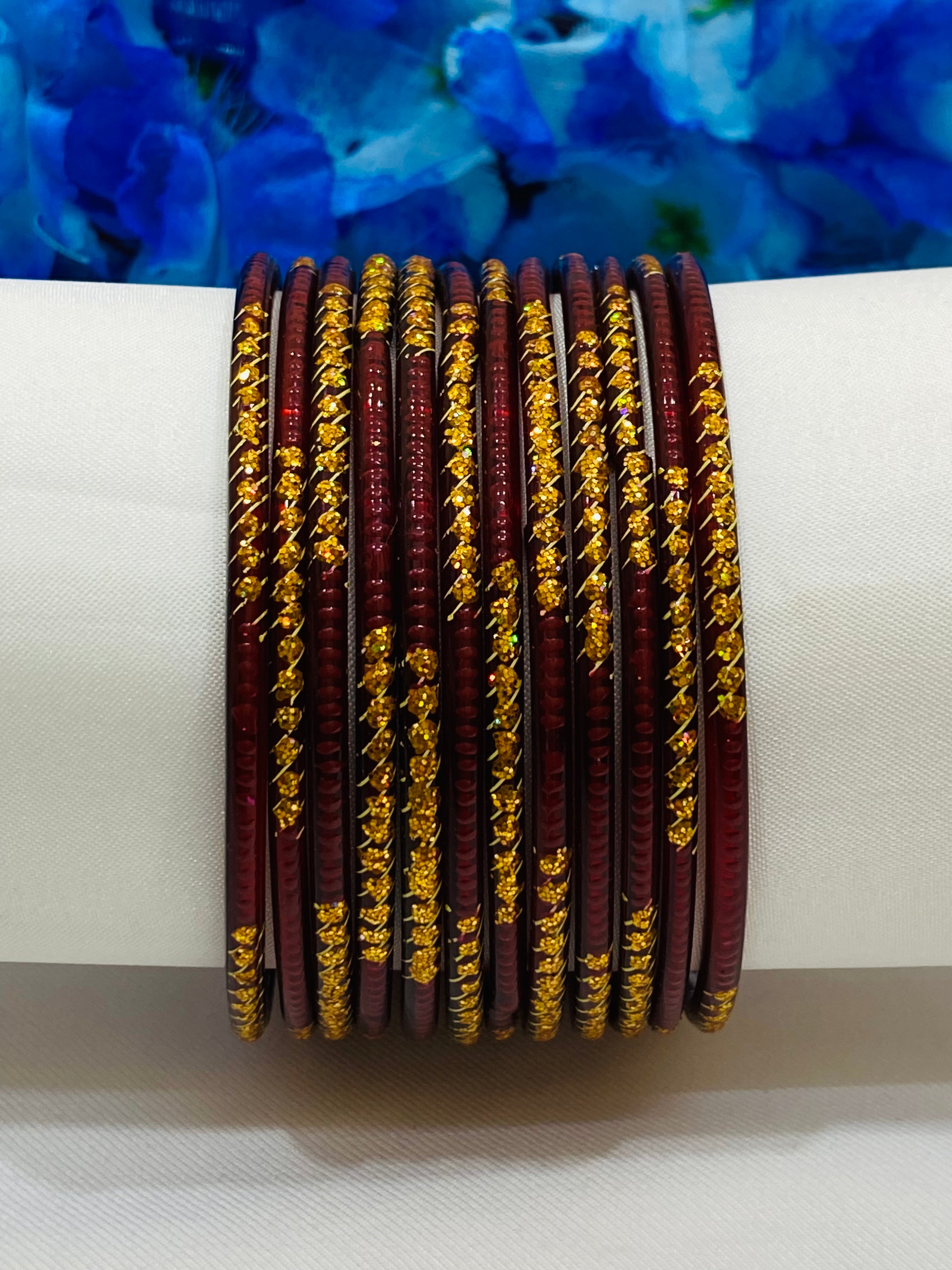 Elegant Maroon Glass Bangles for Women - Traditional Indian Handmade Jewelry - Perfect for Weddings, Parties & Ethnic Fashion
