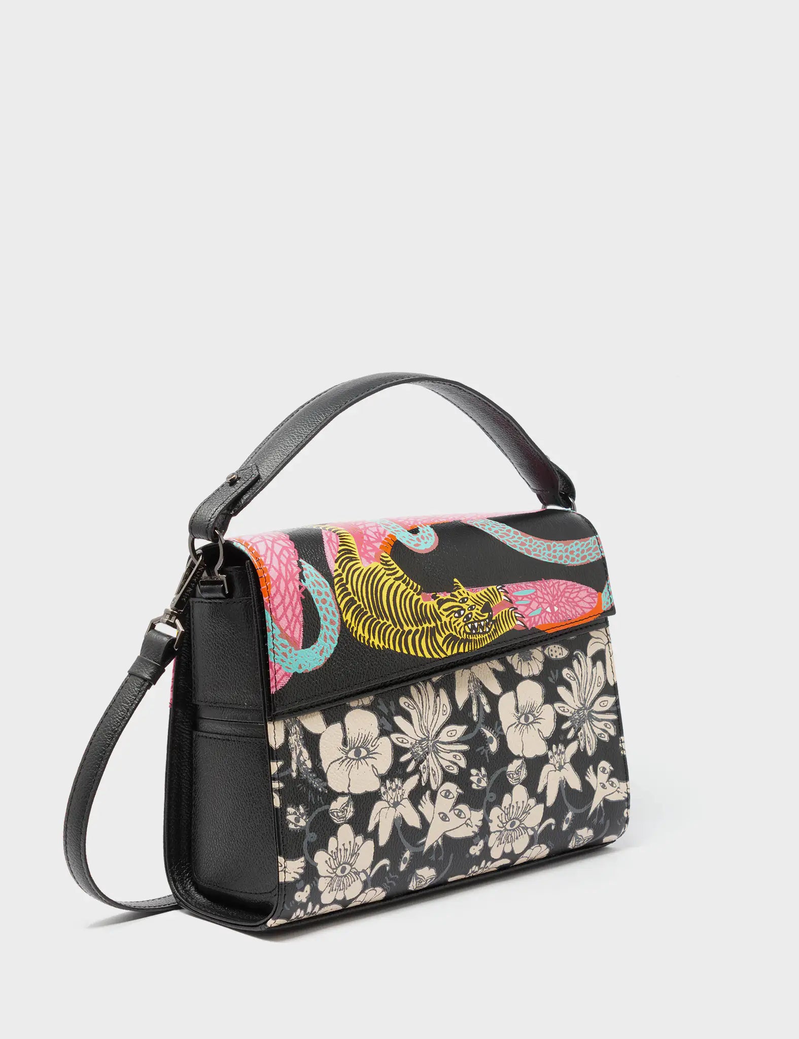 Anastasio Medium Crossbody Handbag - Genuine Black Leather Bag with Tangle Tales Design | Perfect for Work, Travel & Everyday Use