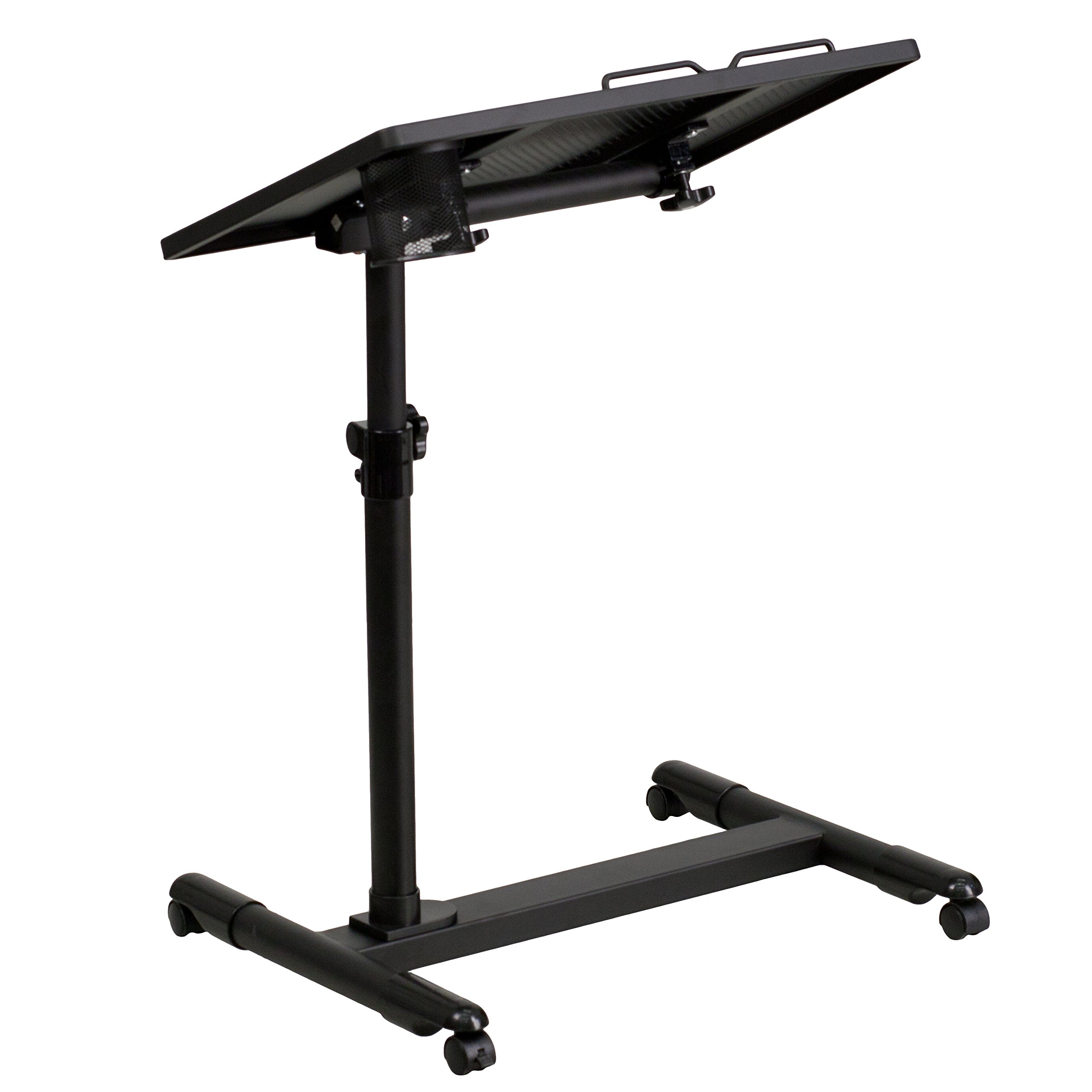 Adjustable Height Mobile Computer Desk - Black Steel Office Desk for Home & Workspace | Flash Furniture Macon | Perfect for Small Spaces, Gaming & Remote Work