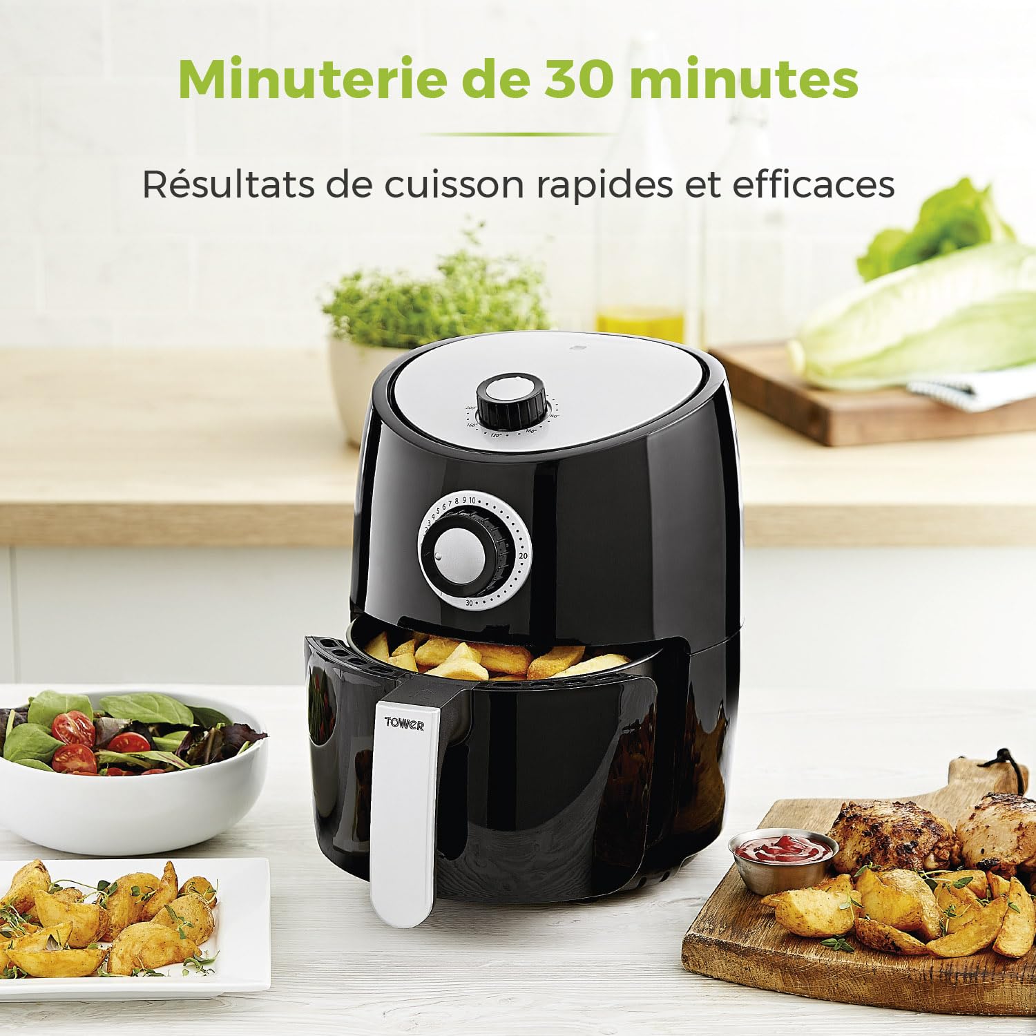 Vortex Air Fryer 2.2L - Oil Free Electric Air Fryer with Rapid Air Circulation, 30-Minute Timer, Manual Control - Perfect for Healthy Cooking, Frying, Baking & Roasting - Black (T17023)