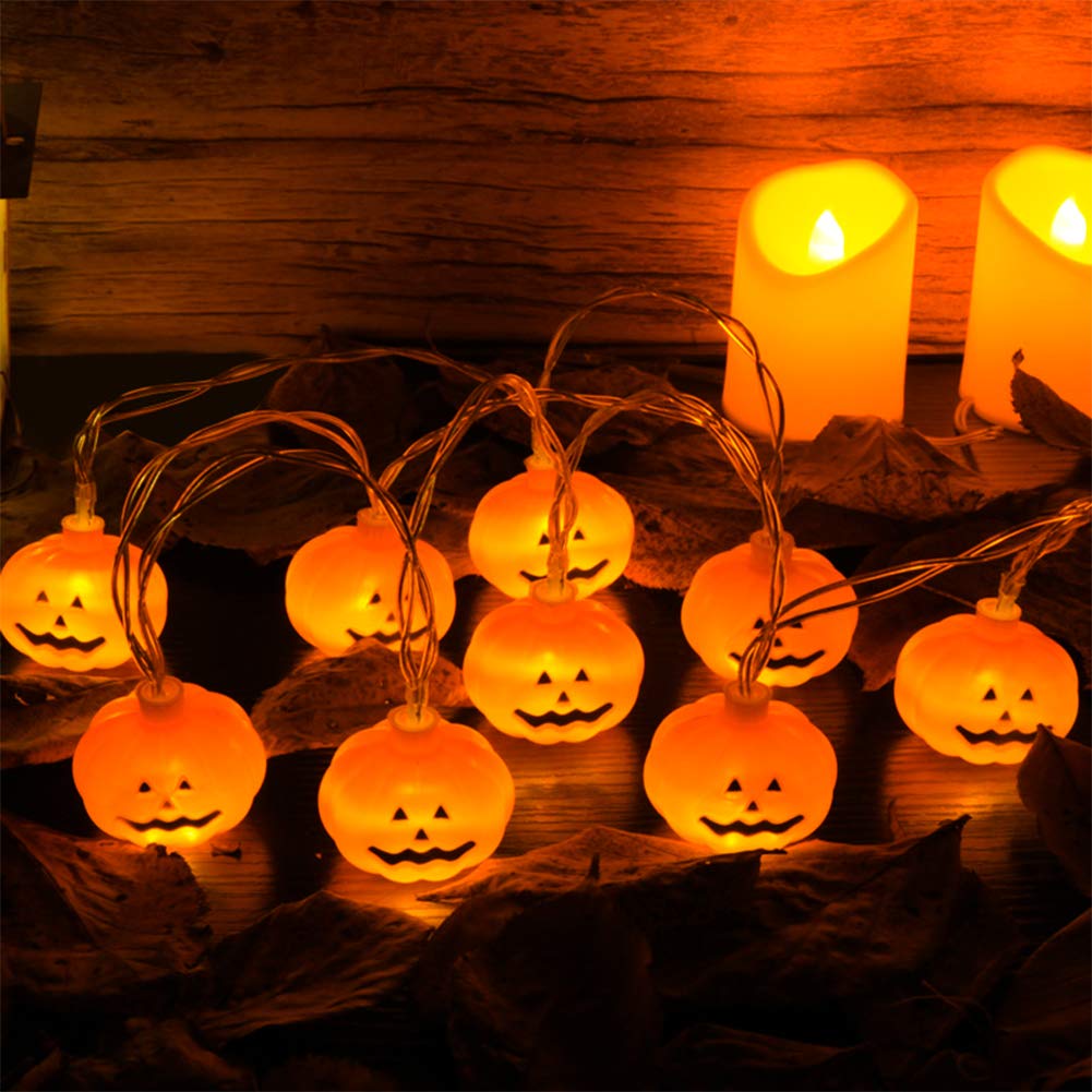 Halloween LED Pumpkin String Lights - 3D Waterproof Orange Jack-O-Lantern with 20 LEDs & 8 Lighting Modes | Battery Operated Indoor/Outdoor Decor for Parties, Porch, Yard, and Holiday Celebrations
