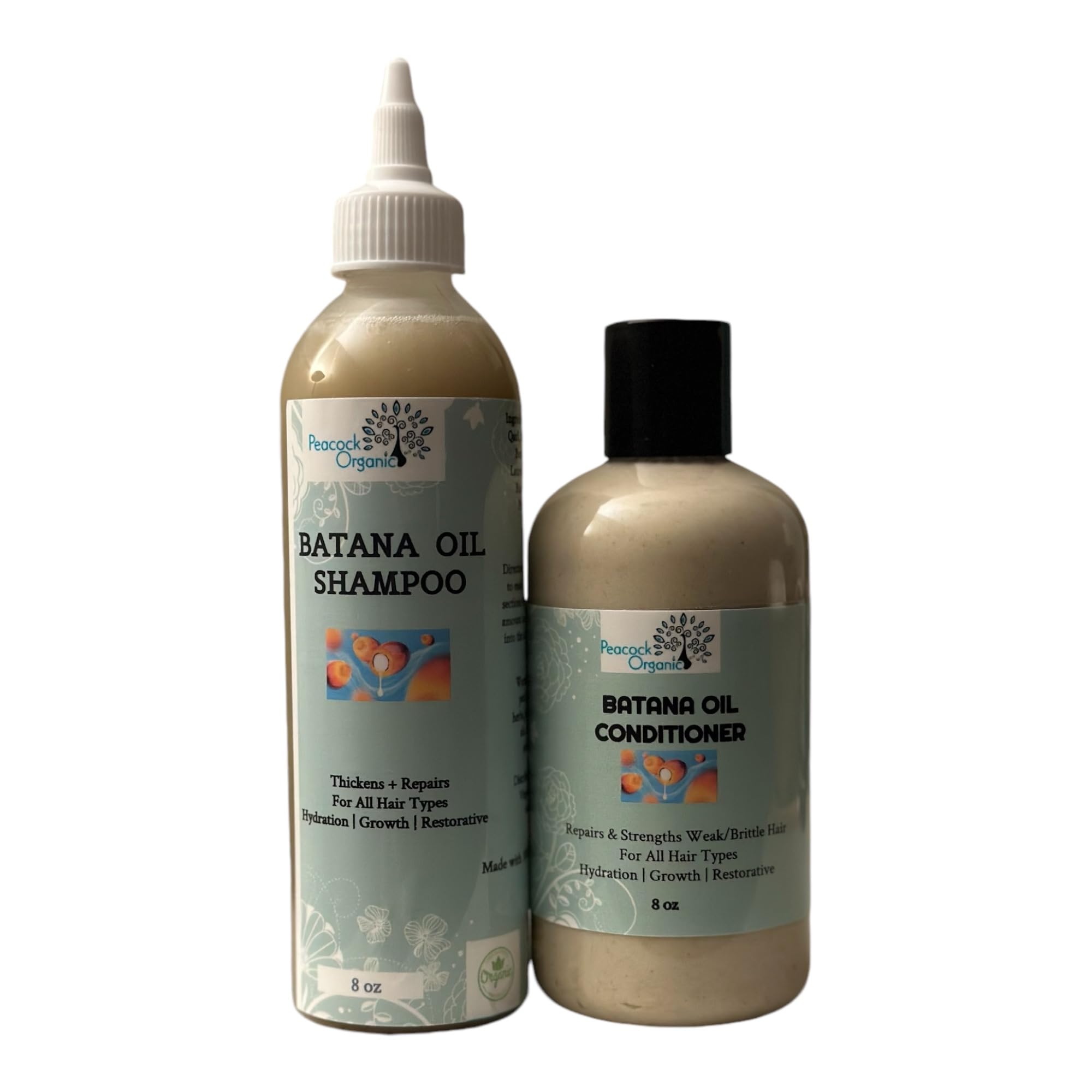 Batana Oil Shampoo and Conditioner Set for Hair Growth - 8oz Natural Hair Care with Scalp Nourishment for Thicker, Shinier Hair - Perfect for Dry, Damaged Hair & Daily Hair Care Routine